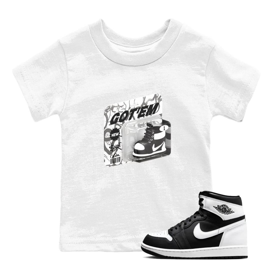 Vintage Toy Packaging snkmatch Tees Kids - Air Jordan 1 Black White