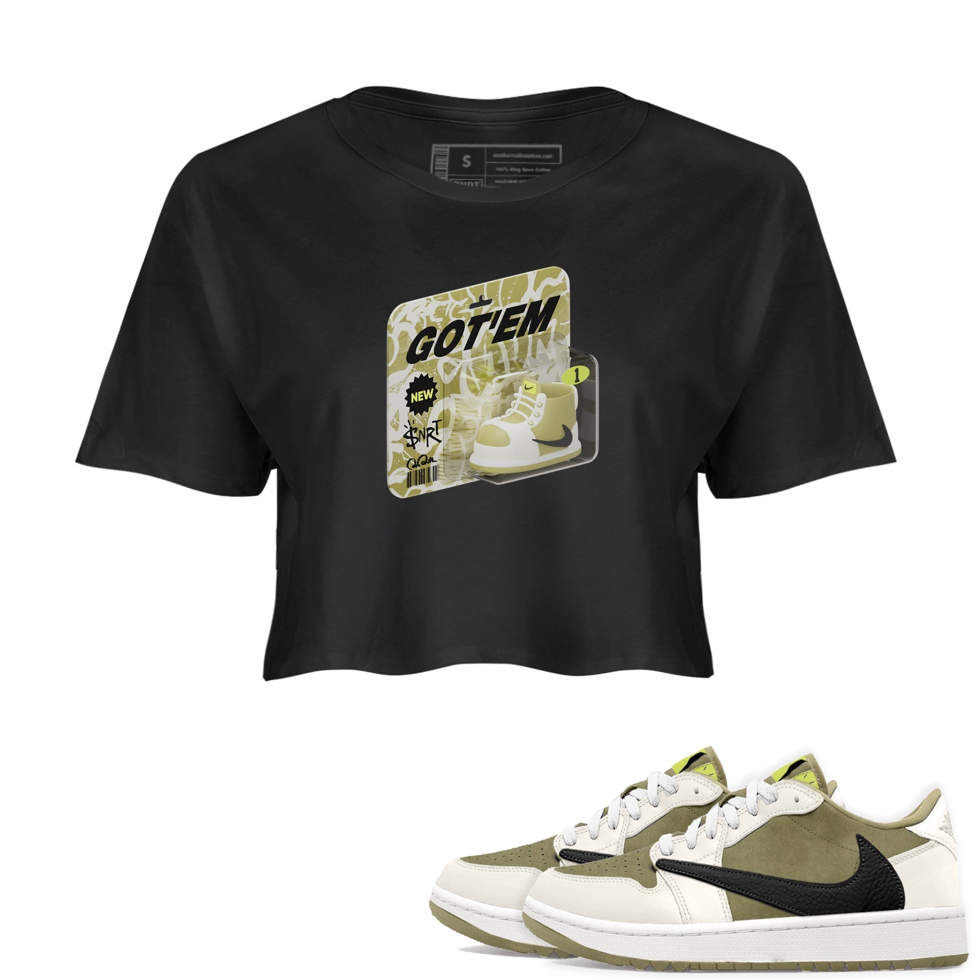 Vintage Toy Packaging snkmatch Women's Top - Air Jordan 1 Travis Scott Golf Olive