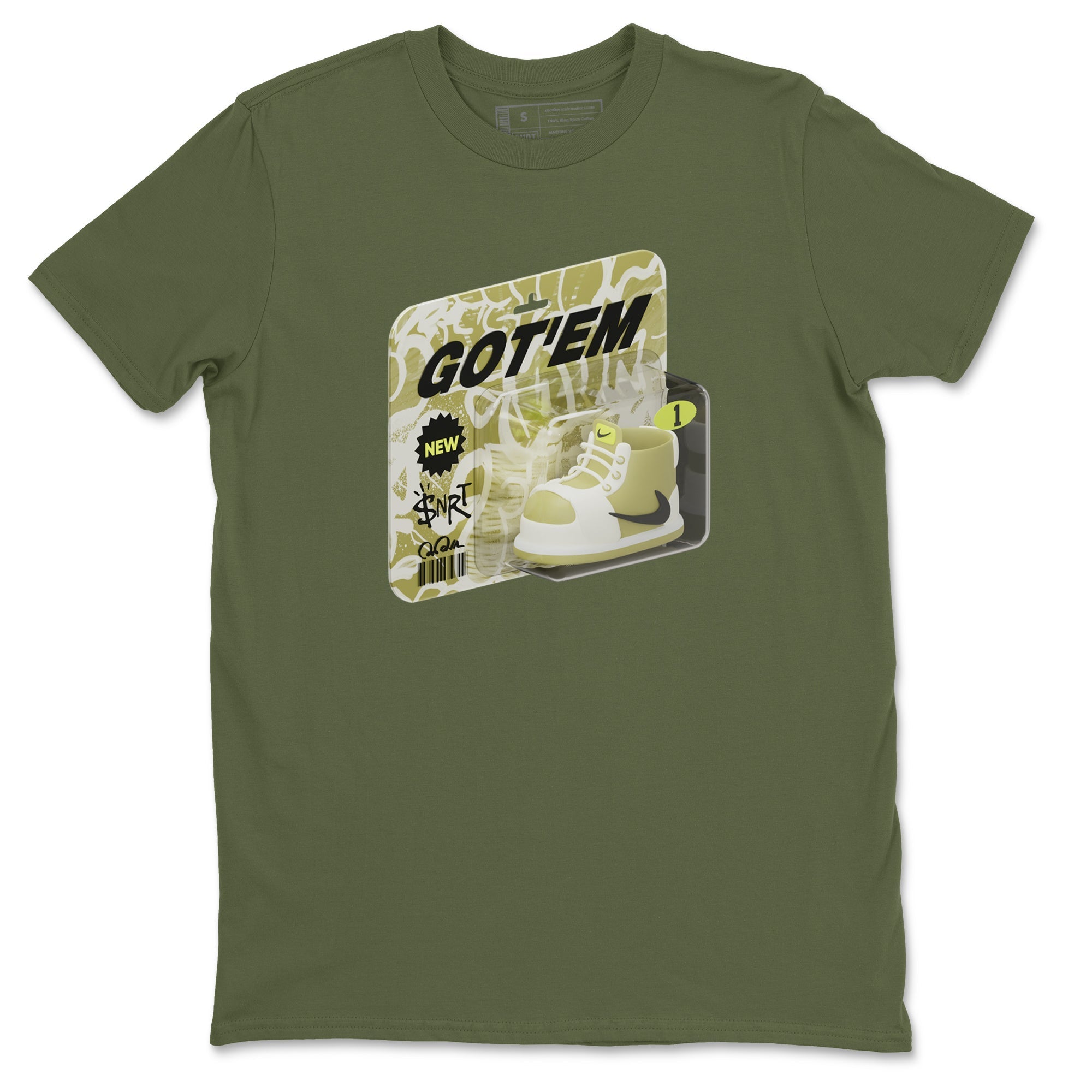 Vintage Toy Packaging snkmatch Tee - Air Jordan 1 Travis Scott Golf Olive