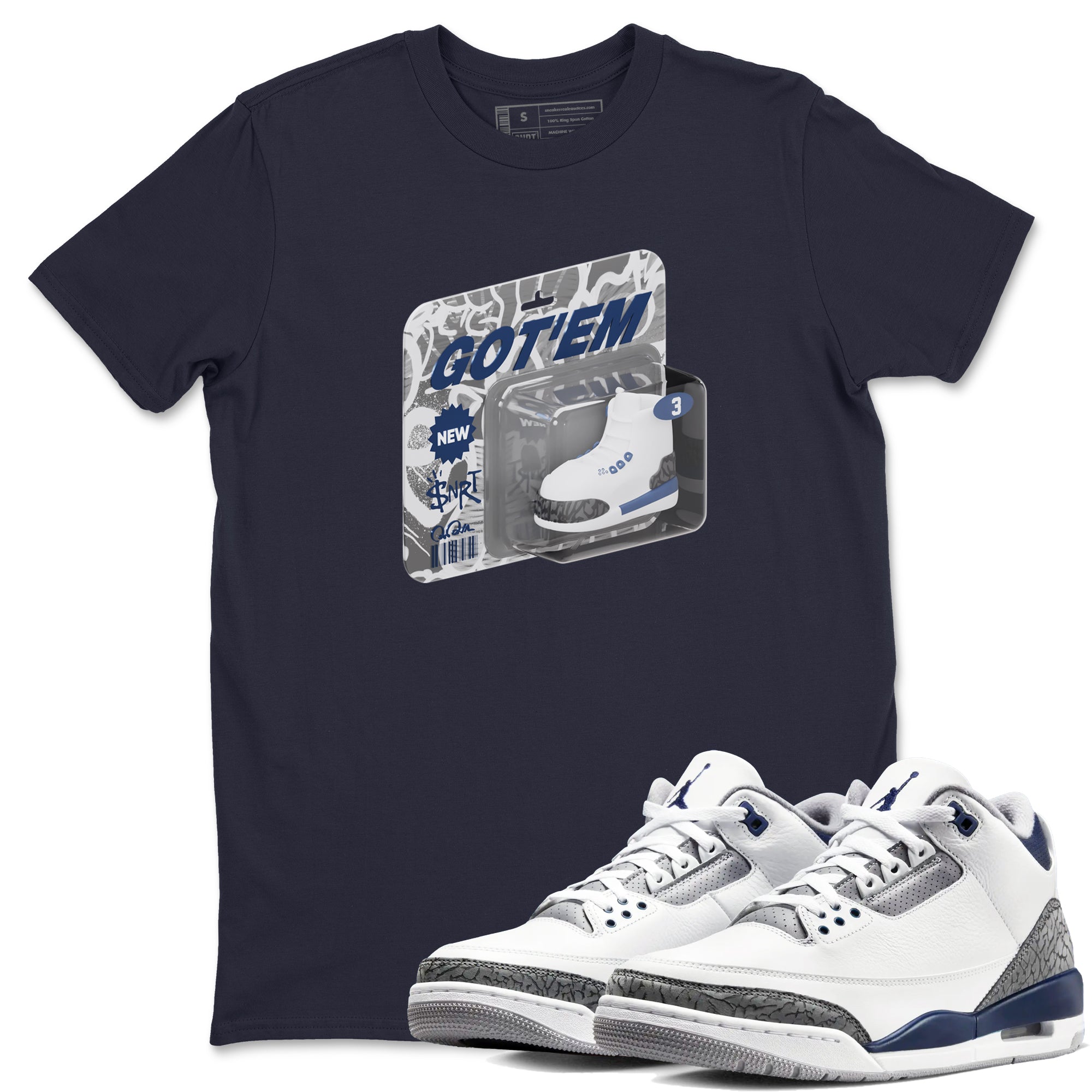 Vintage Toy Packaging snkmatch Tees - Air Jordan 3 Midnight Navy 2023