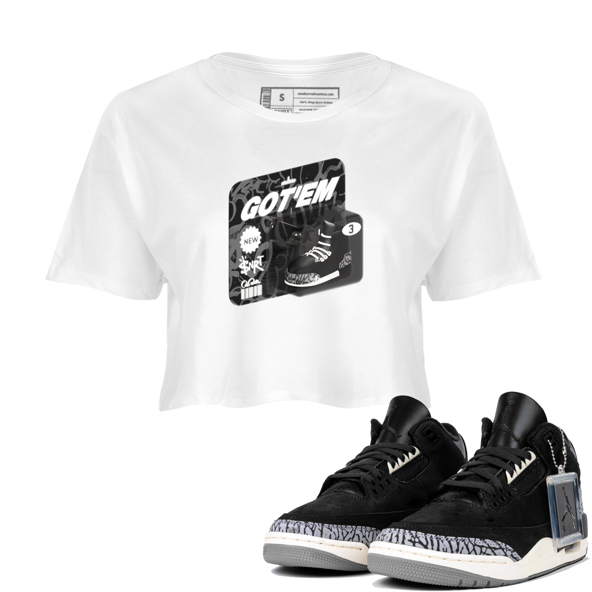 Vintage Toy Packaging snkmatch Women's Top - Air Jordan 3 Off Noir