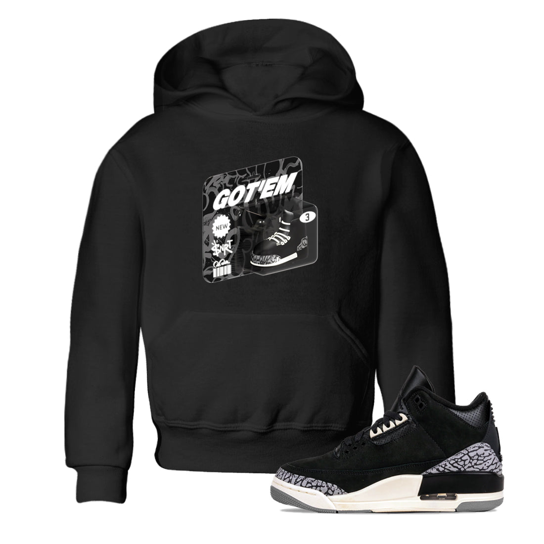 Vintage Toy Packaging snkmatch Tee Kids - Air Jordan 3 Off Noir