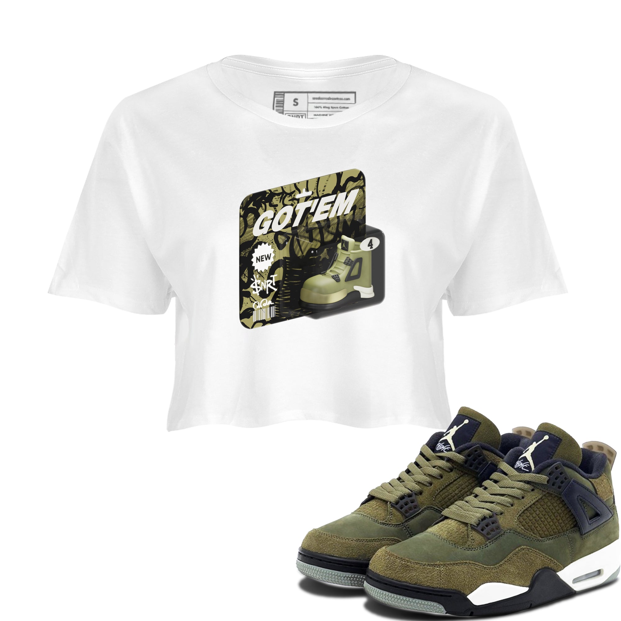 Vintage Toy Packaging snkmatch Women's Top - Air Jordan 4 Medium Olive