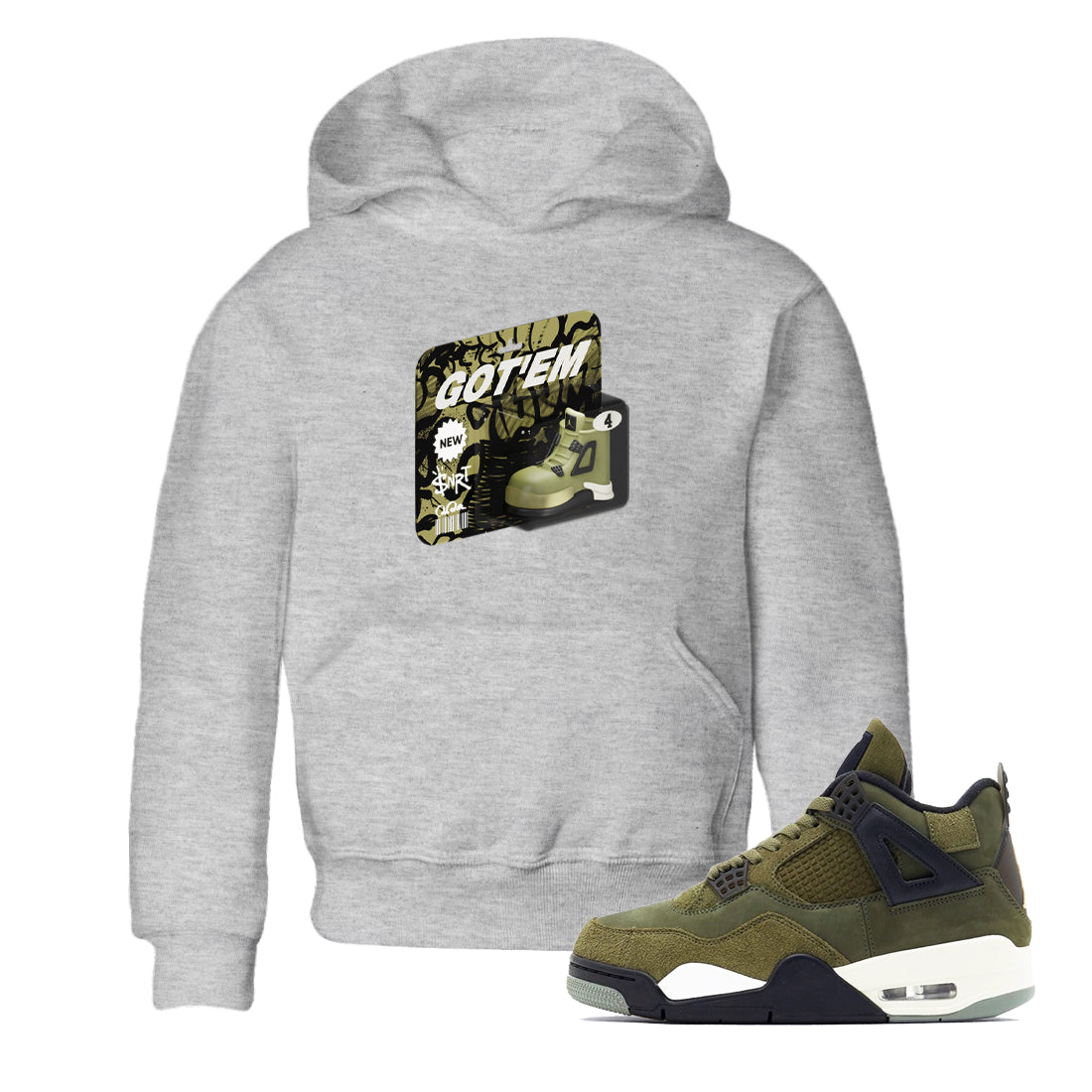 Vintage Toy Packaging snkmatch Tee Kids - Air Jordan 4 Medium Olive