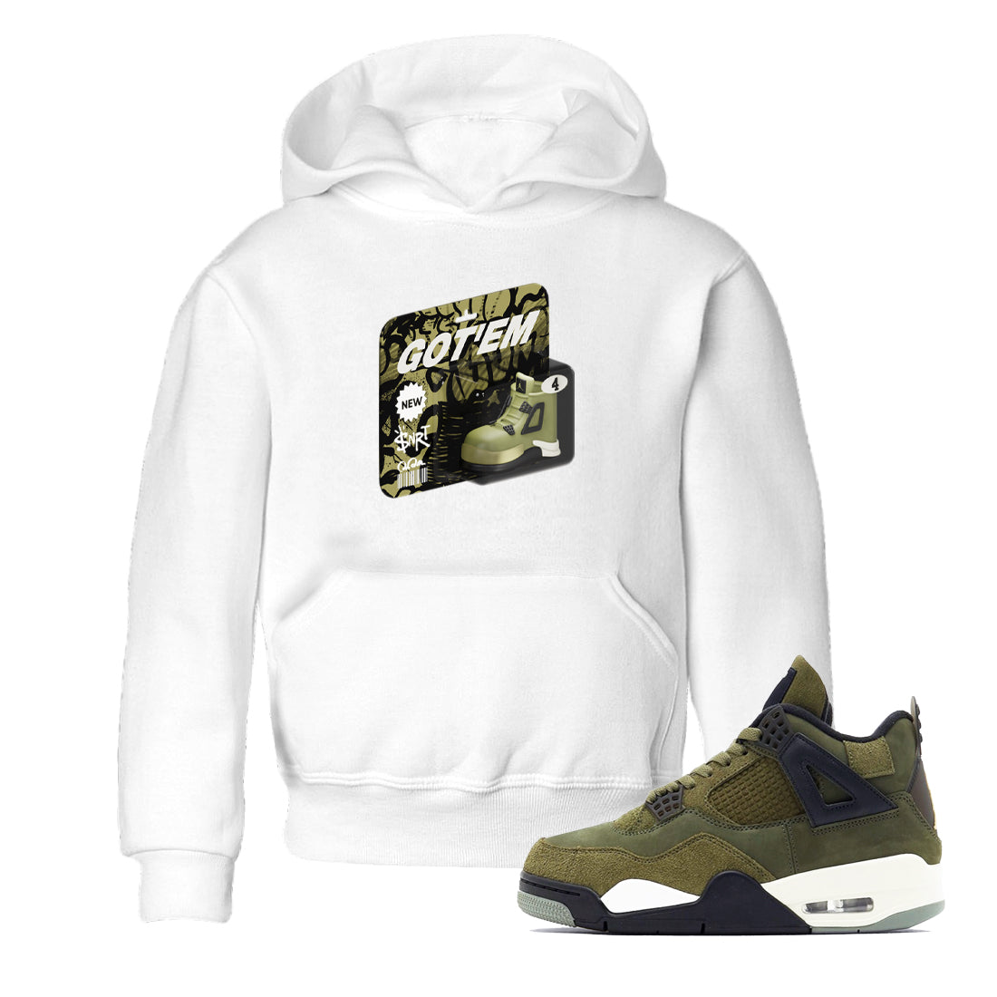 Vintage Toy Packaging snkmatch Tee Kids - Air Jordan 4 Medium Olive