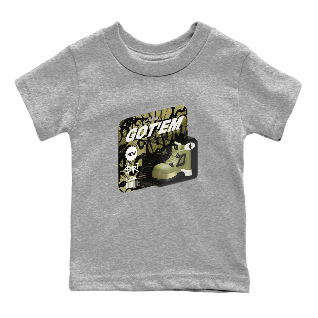 Vintage Toy Packaging snkmatch Tee Kids - Air Jordan 4 Medium Olive