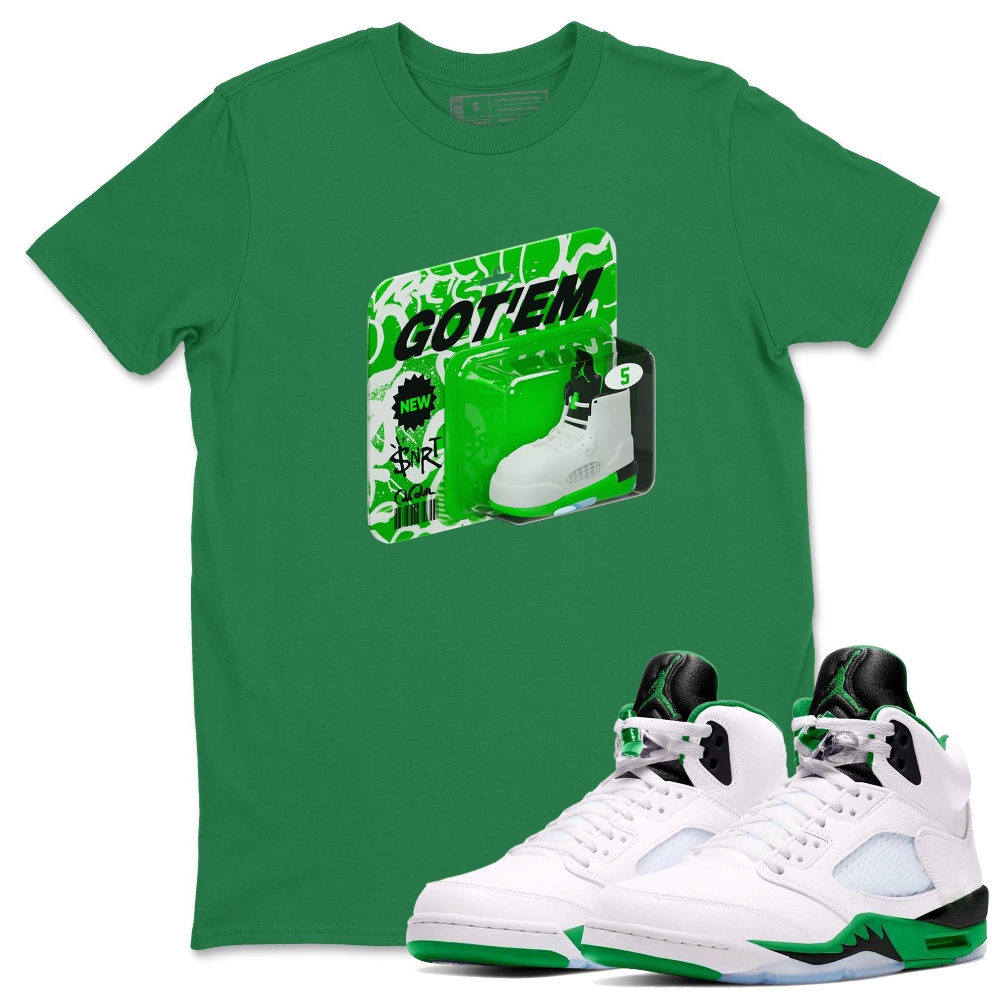 Vintage Toy Packaging snkmatch Tee - Air Jordan 5 Lucky Green