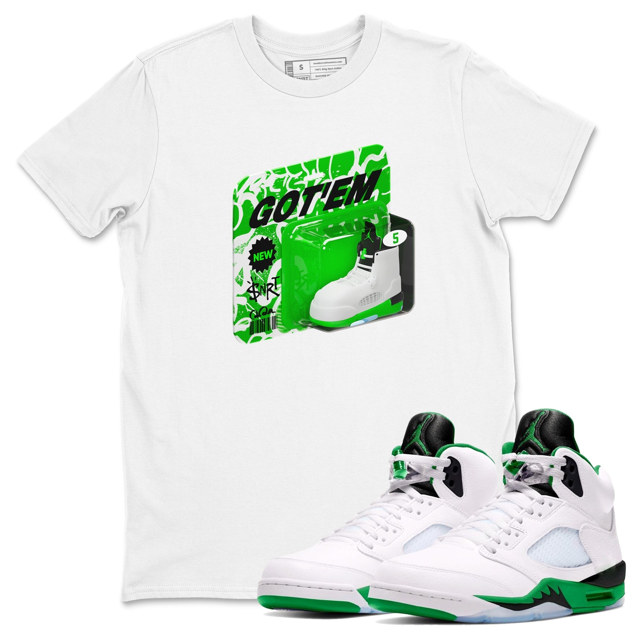 Vintage Toy Packaging snkmatch Tee - Air Jordan 5 Lucky Green