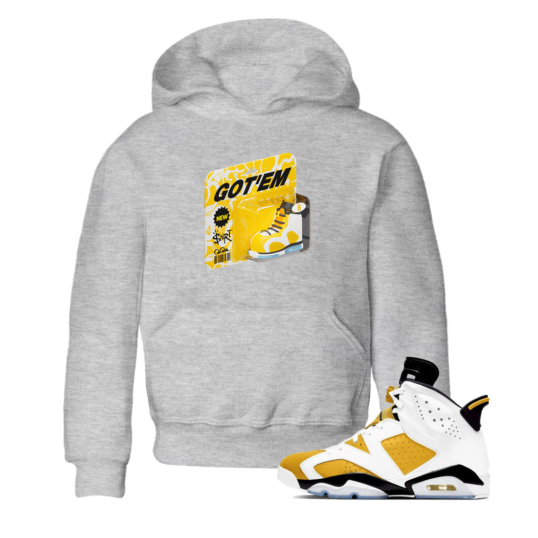 Vintage Toy Packaging snkmatch Tee Kids - Air Jordan 6 Yellow Ochre