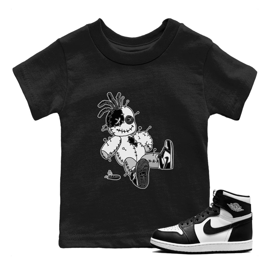 Voodoo Doll Kids Tops - Air Jordan 1 Black White