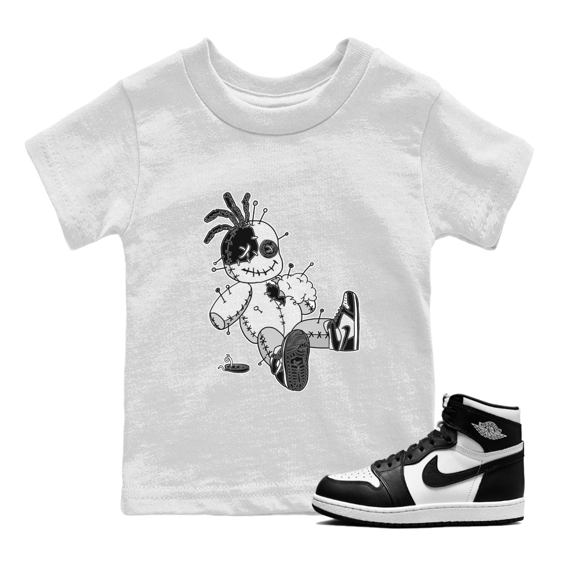 Voodoo Doll Kids Tops - Air Jordan 1 Black White