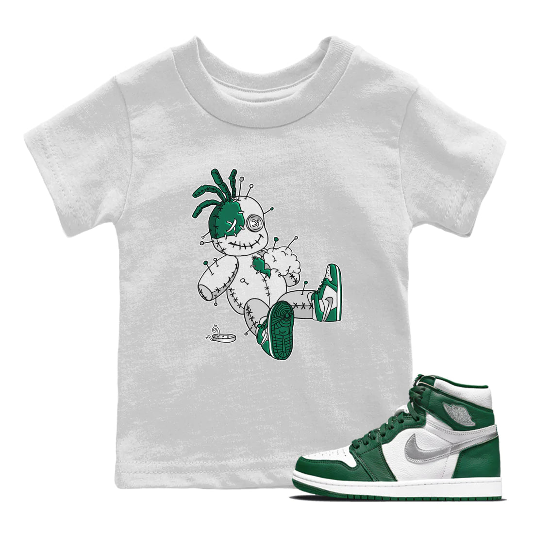 Voodoo Doll Kids Tops - Air Jordan 1 Gorge Green
