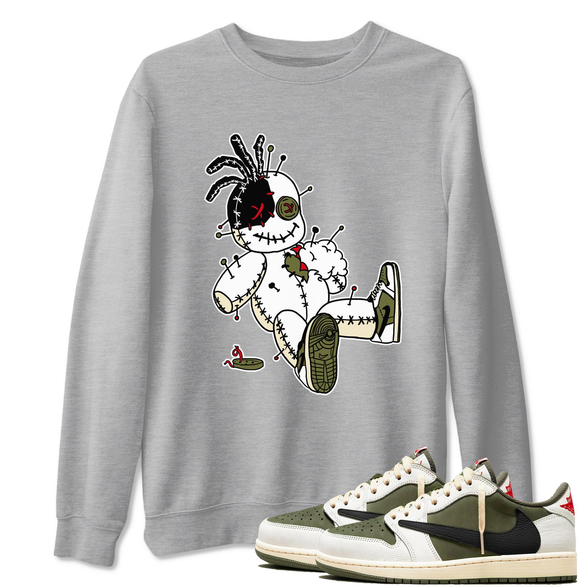 Voodoo Doll snkmatch Tees - Air Jordan 1 Travis Scott Medium Olive