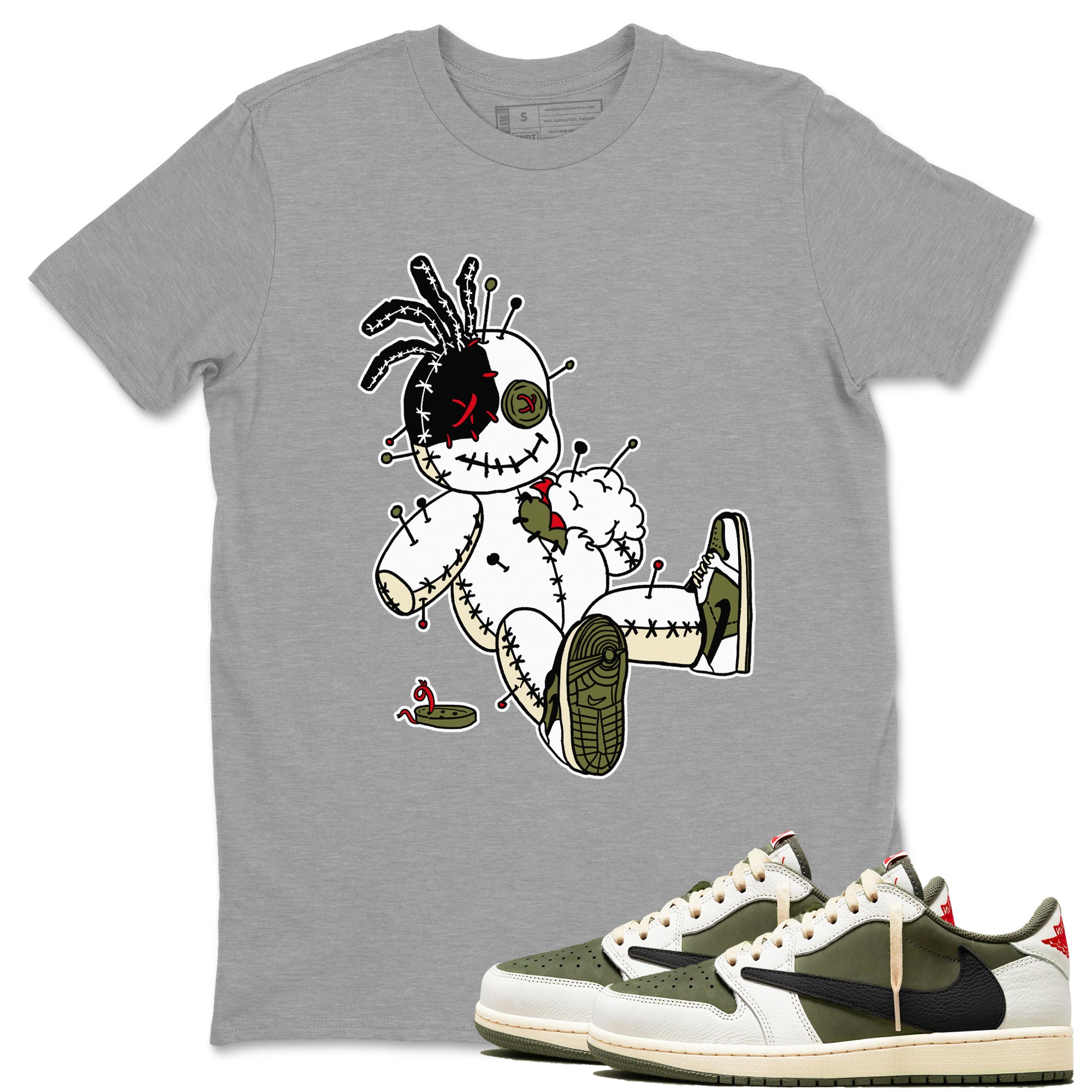 Voodoo Doll snkmatch Tees - Air Jordan 1 Travis Scott Medium Olive