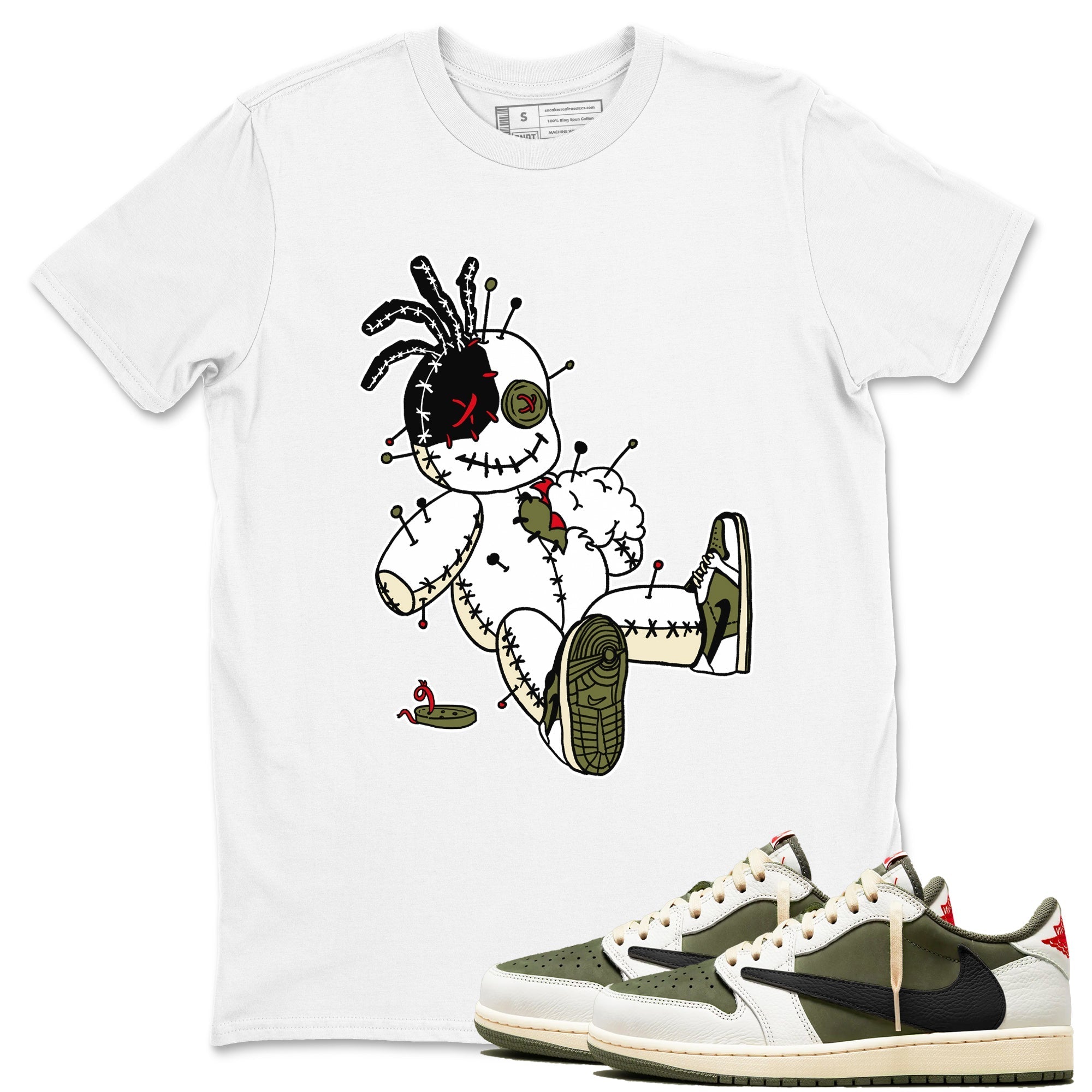 Voodoo Doll snkmatch Tees - Air Jordan 1 Travis Scott Medium Olive