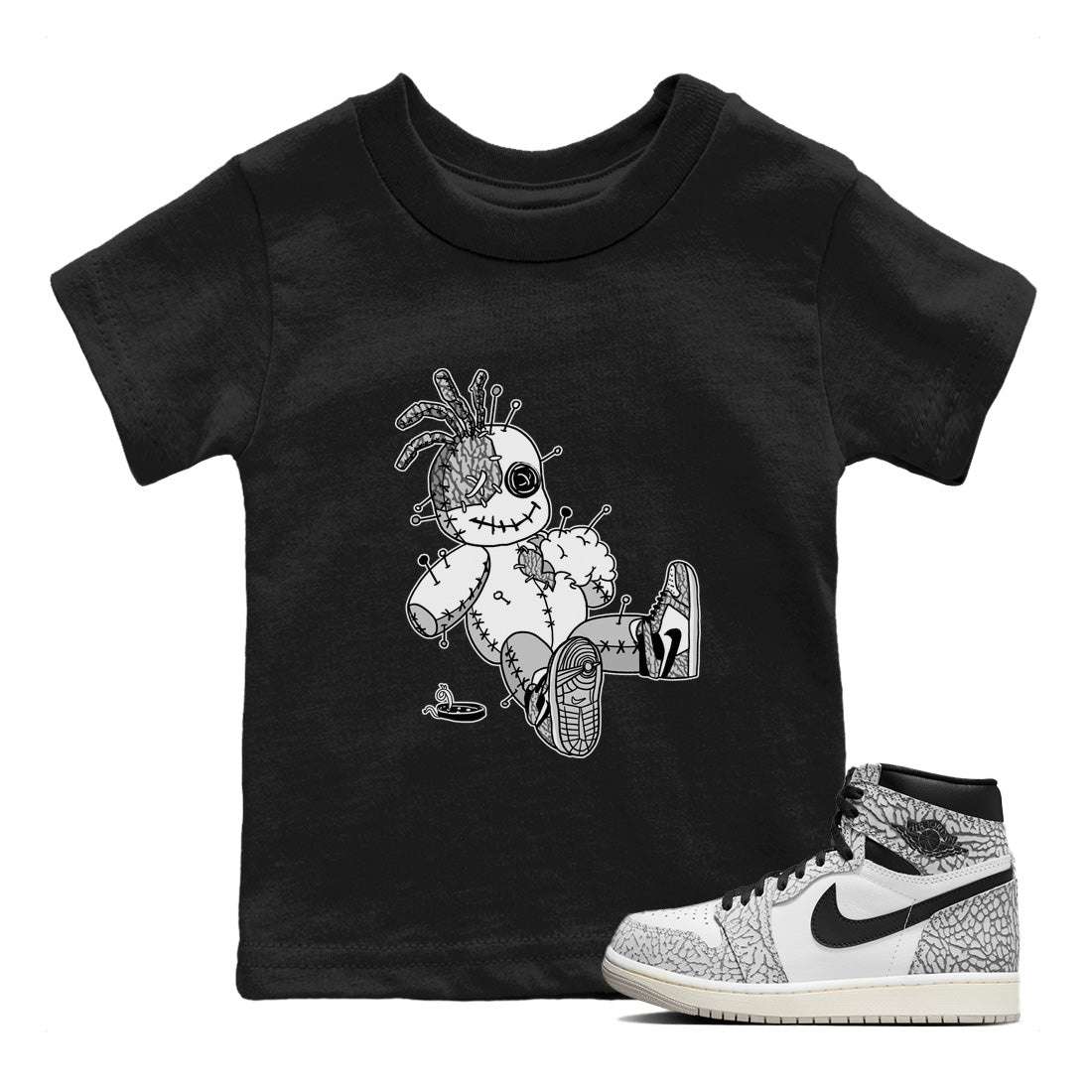 Voodoo Doll Kids Tops - Air Jordan 1 White Cement