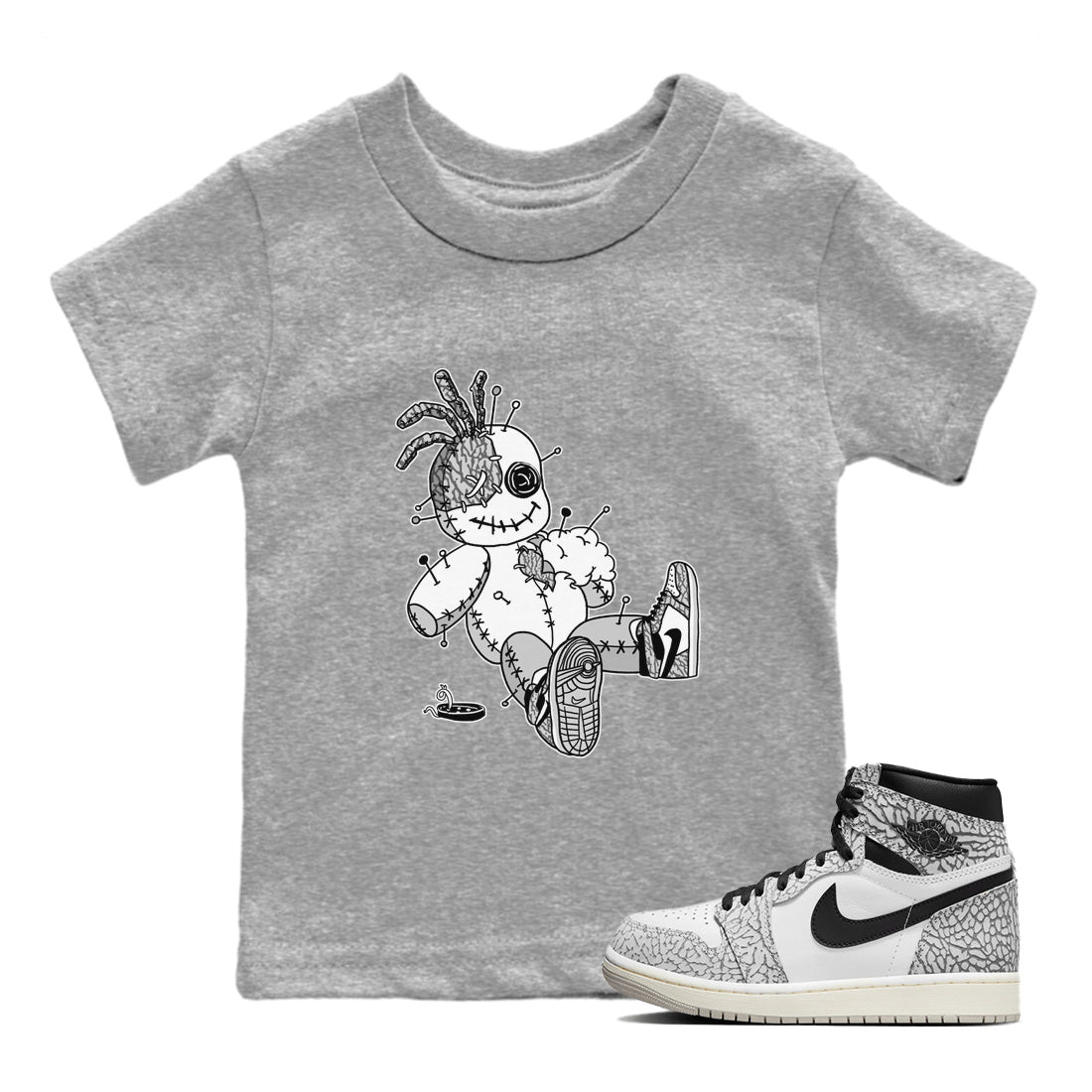 Voodoo Doll Kids Tops - Air Jordan 1 White Cement