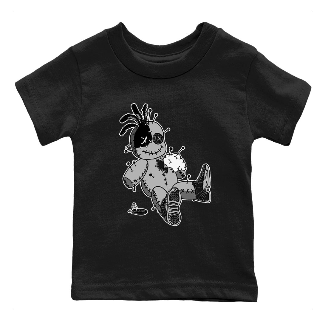 Voodoo Doll snkmatch Tees Kids - Air Jordan 12 Black Wolf Grey