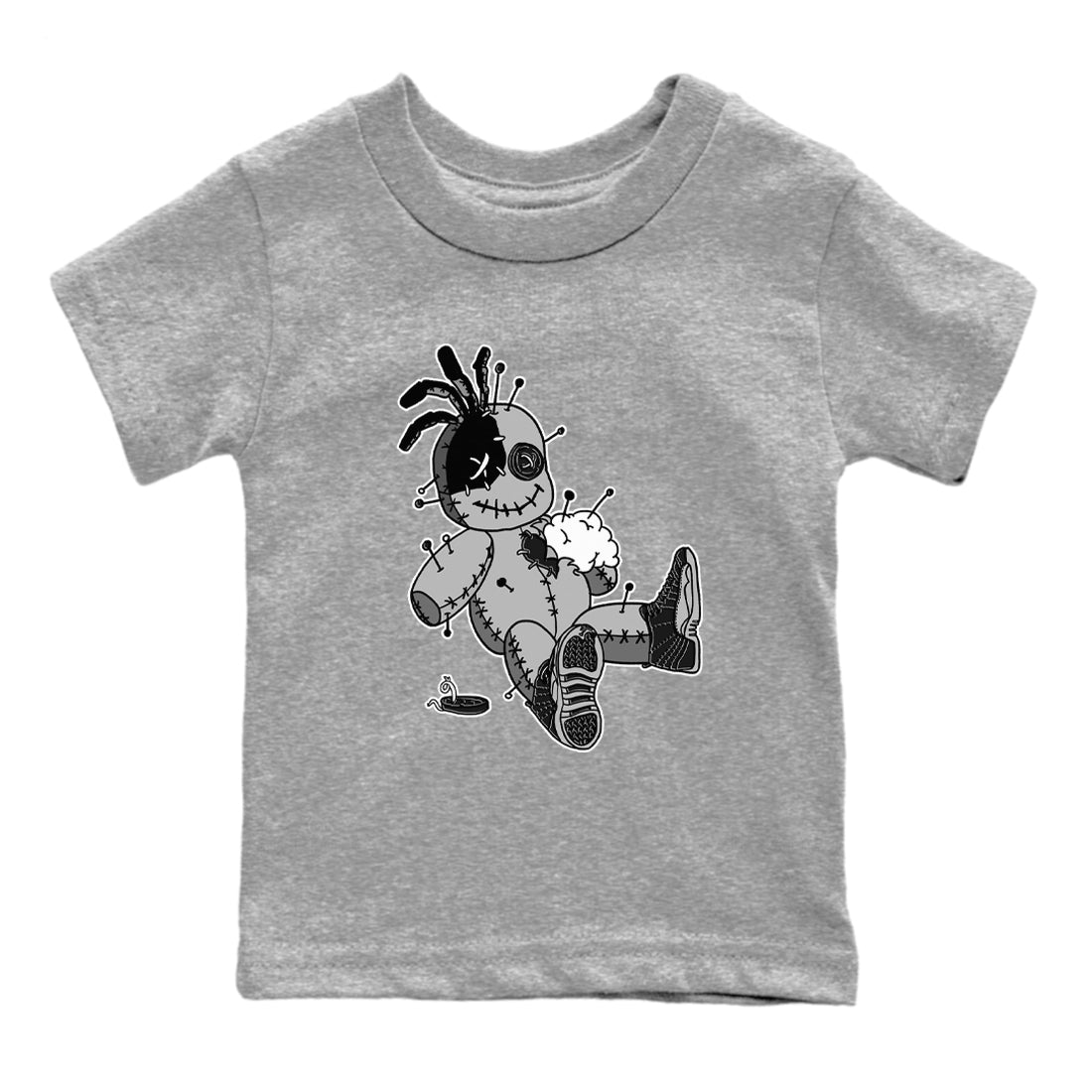 Voodoo Doll snkmatch Tees Kids - Air Jordan 12 Black Wolf Grey