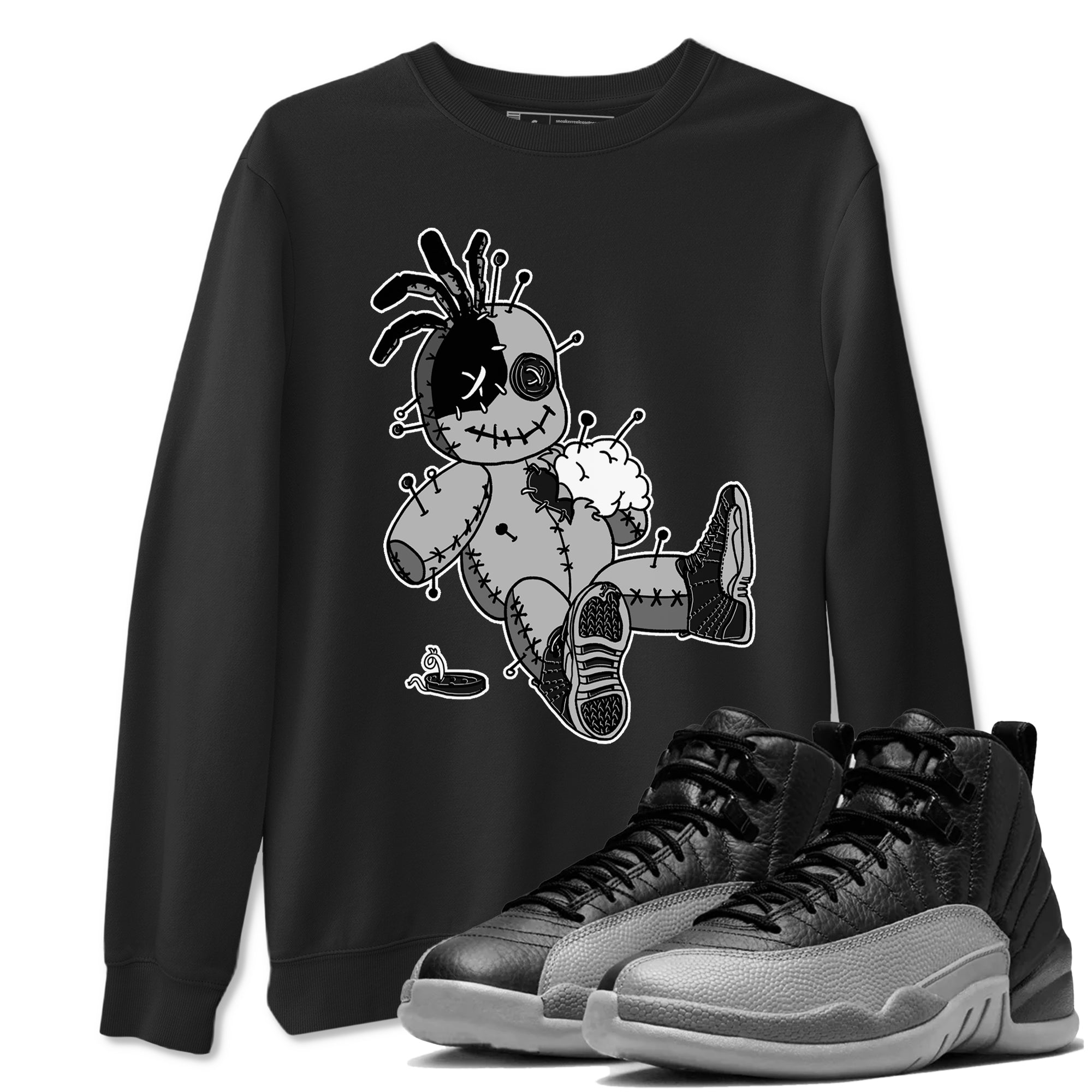 Voodoo Doll snkmatch Tees - Air Jordan 12 Black Wolf Grey
