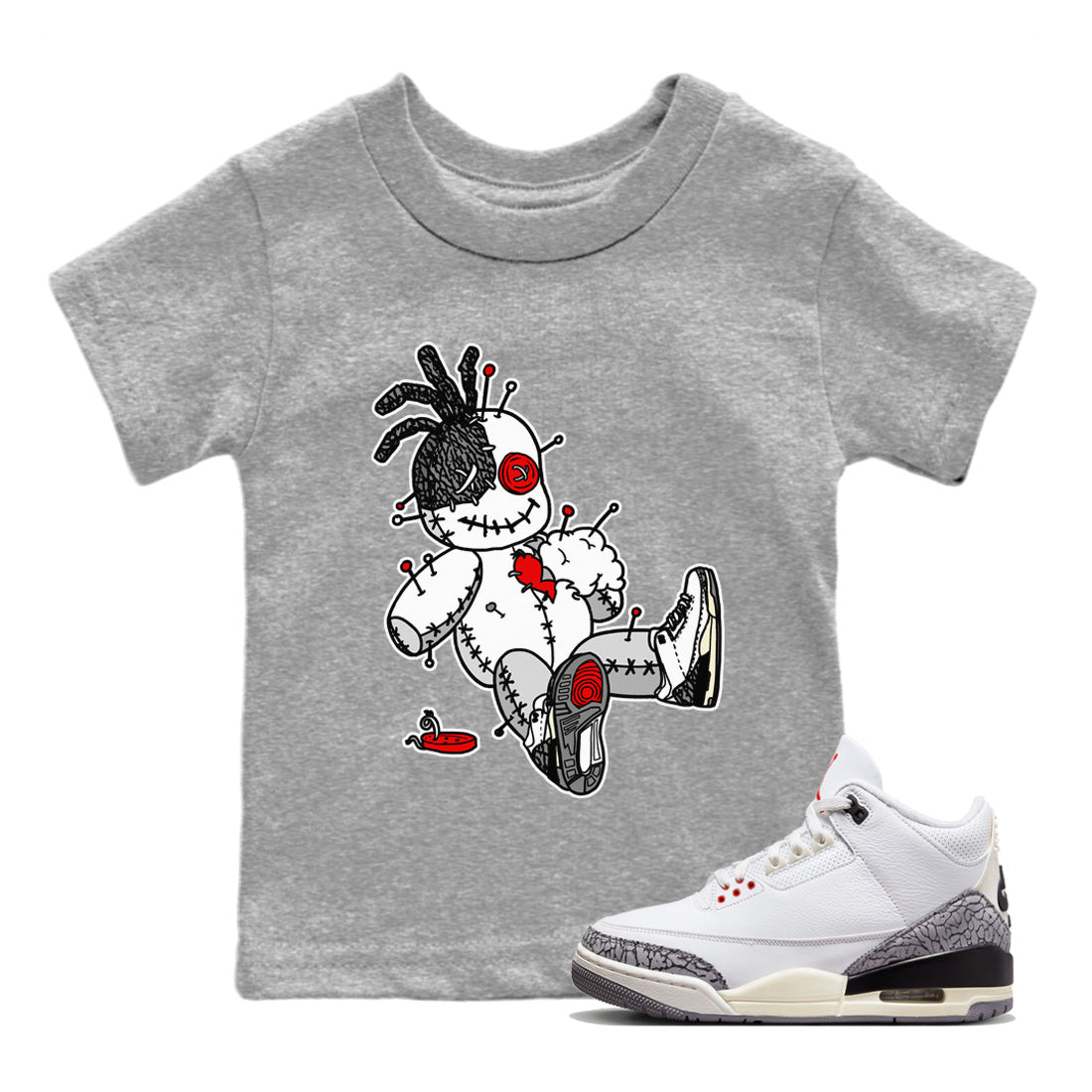 Voodoo Doll Kids Tops - Air Jordan 3 White Cement