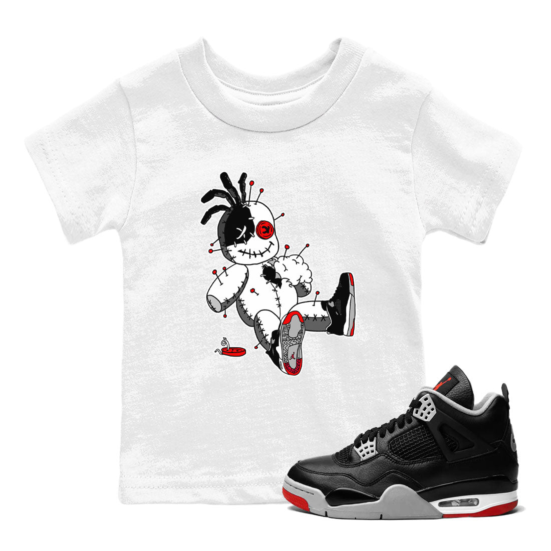 Voodoo Doll snkmatch Tees Kids - Air Jordan 4 Bred Reimagined