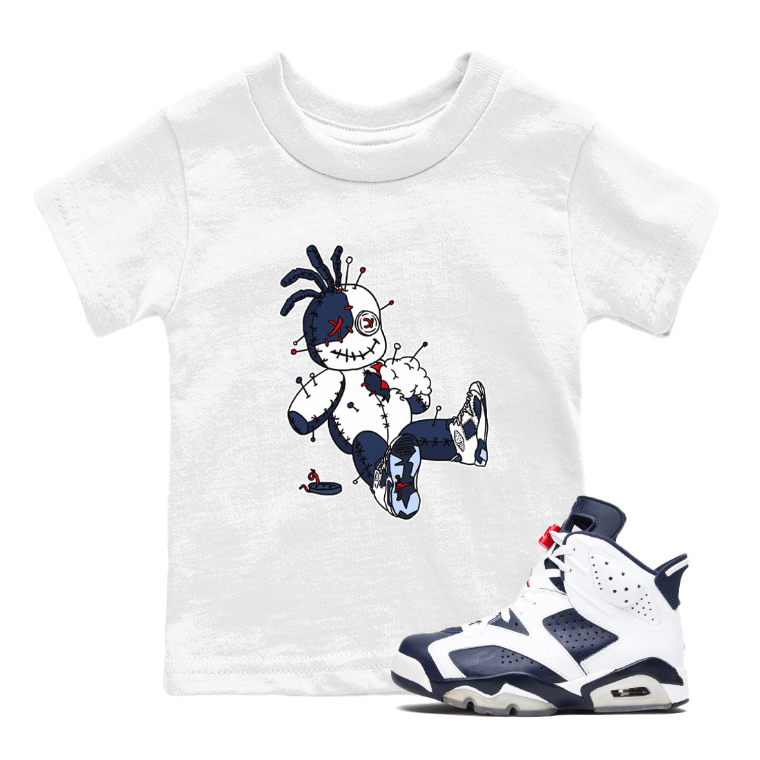 Voodoo Doll snkmatch Tees Kids - Air Jordan 6 White And Midnight Navy