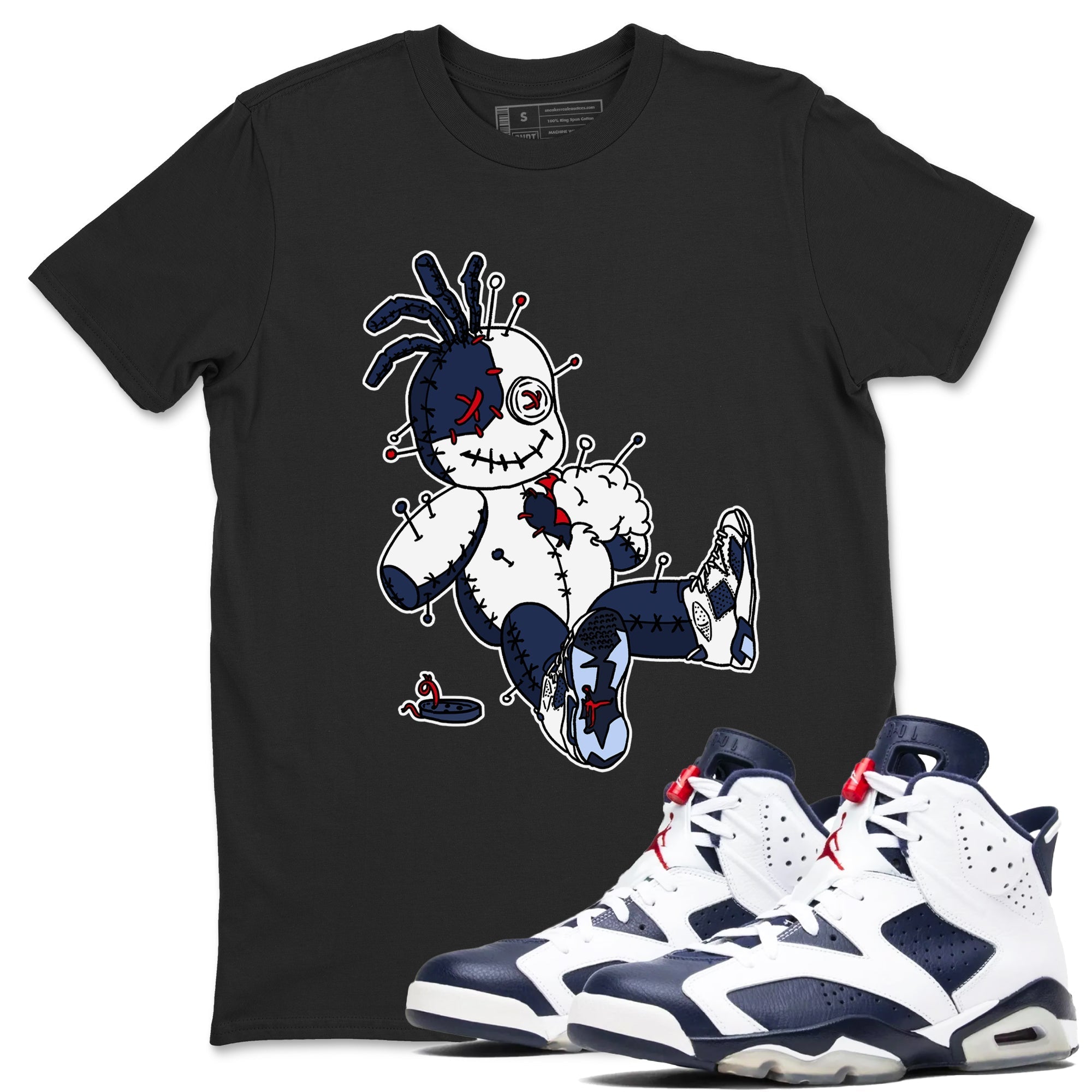 Voodoo Doll snkmatch Tees - Air Jordan 6 White And Midnight Navy