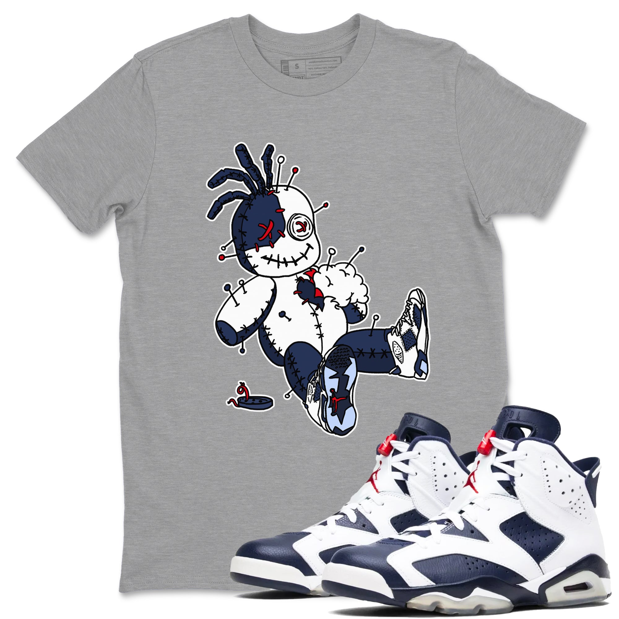 Voodoo Doll snkmatch Tees - Air Jordan 6 White And Midnight Navy