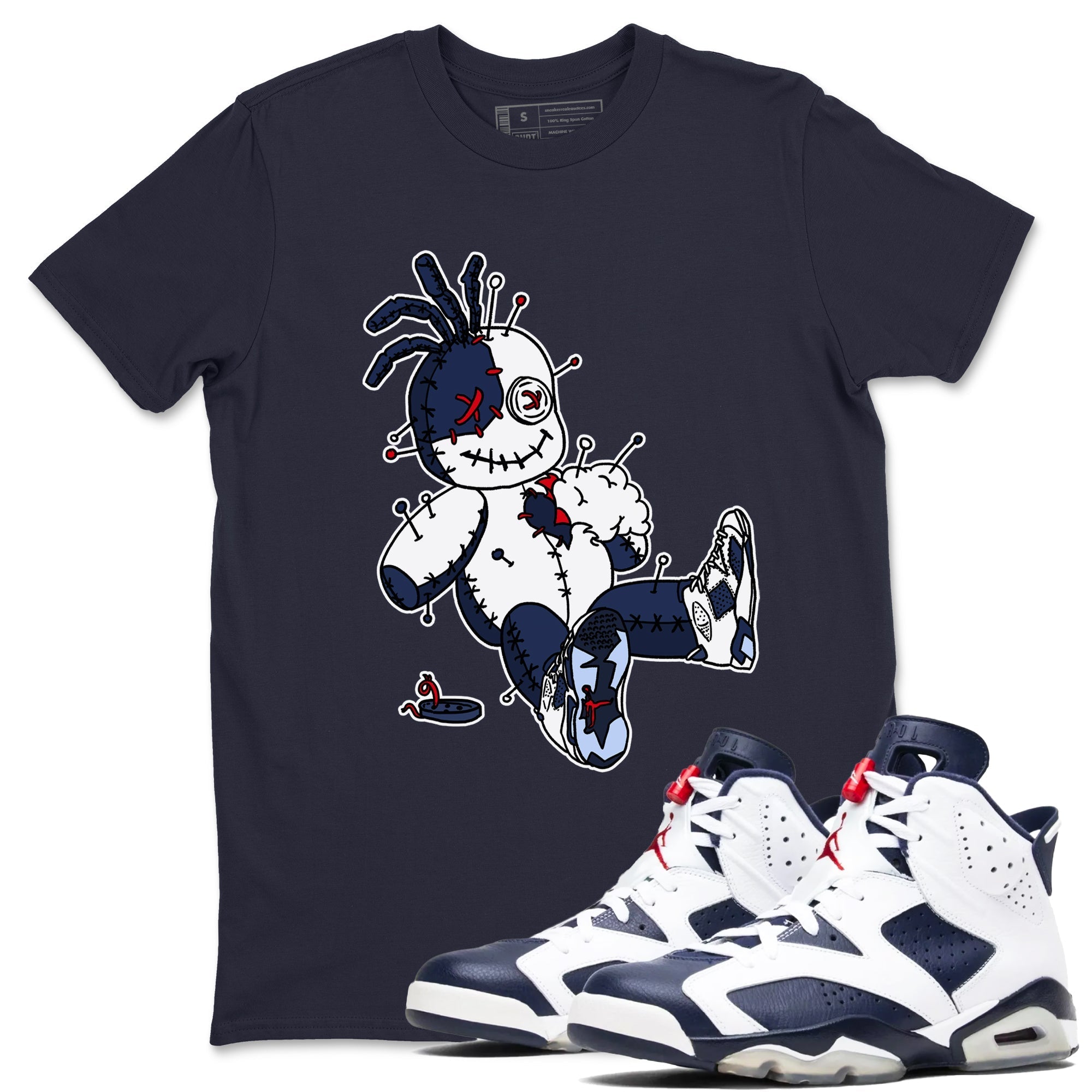Voodoo Doll snkmatch Tees - Air Jordan 6 White And Midnight Navy