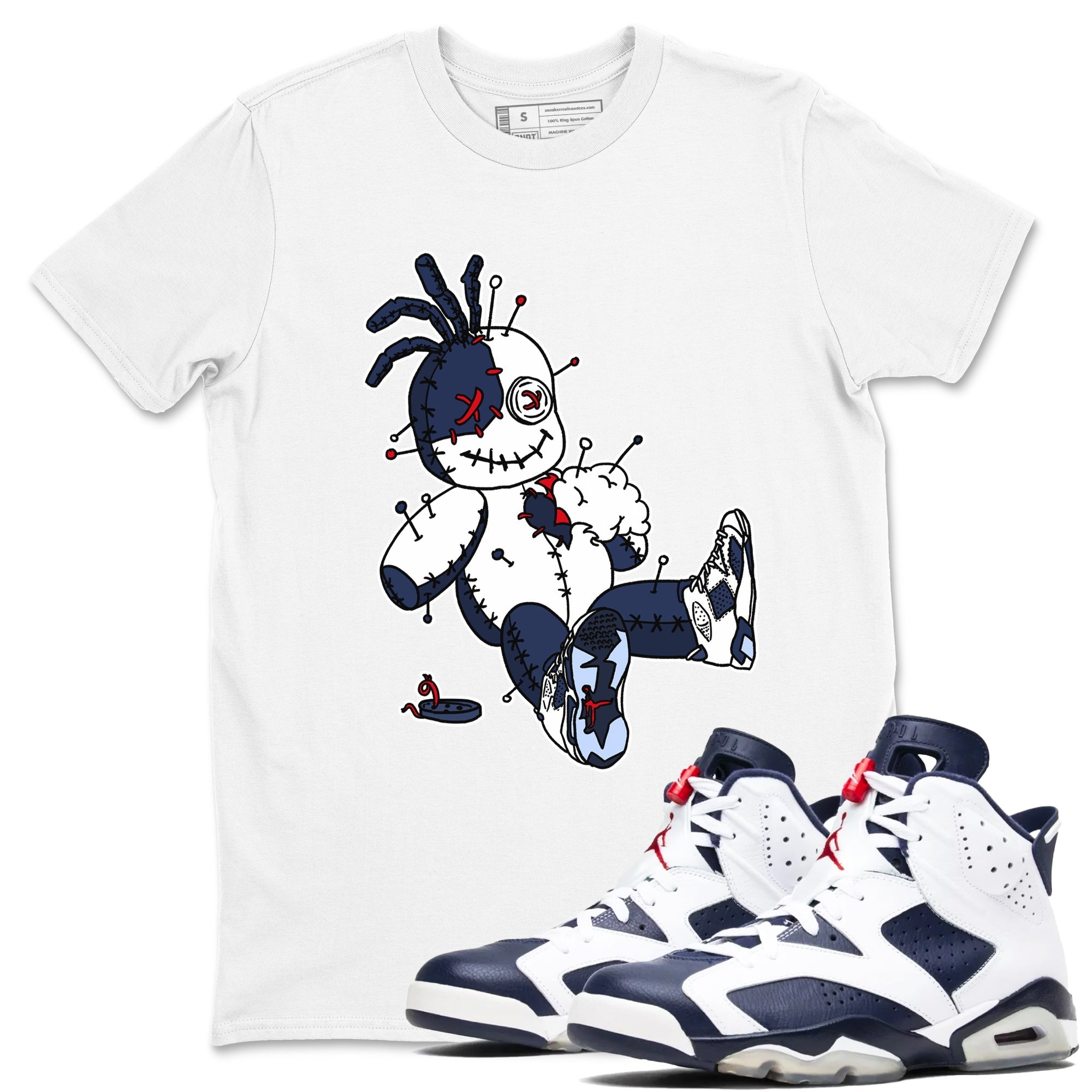 Voodoo Doll snkmatch Tees - Air Jordan 6 White And Midnight Navy