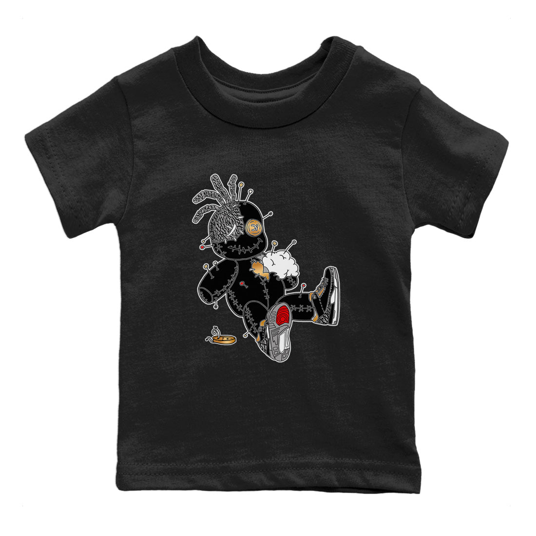 Voodoo Doll Kids Tops - Air Jordan 3 Black Gold