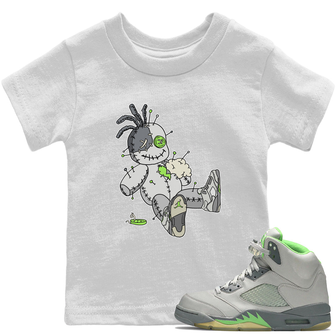 Voodoo Doll Kids Tops - Air Jordan 5 Green Bean