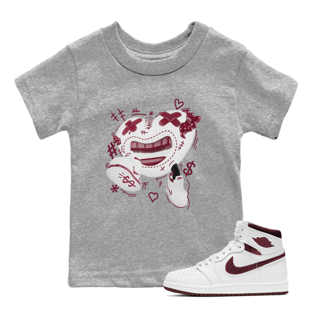 Walk In Love snkmatch Tee Kids - Air Jordan 1 Metallic Burgundy