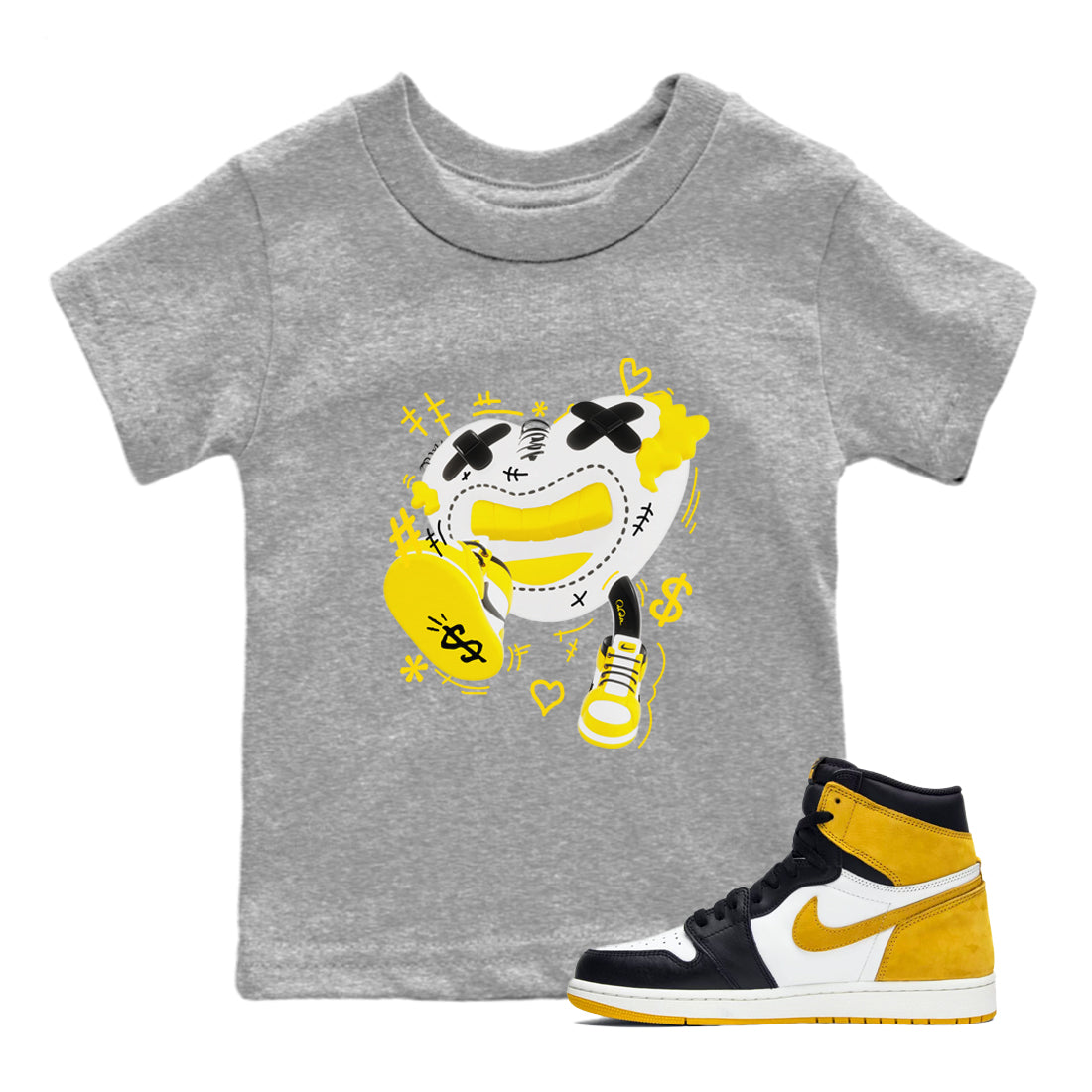 Walk In Love snkmatch Tees Kids - Air Jordan 1 Yellow Ochre