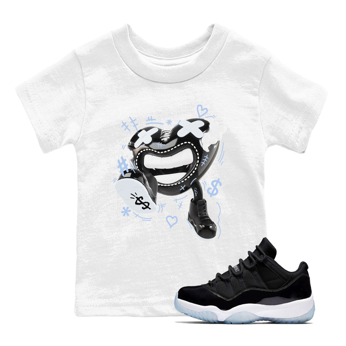 Walk In Love snkmatch Tee Kids - Air Jordan 11 Black and Varsity Royal