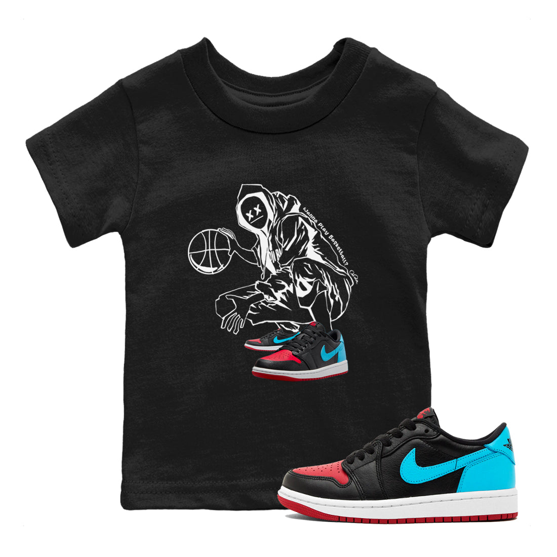 Wanna Play Basketball snkmatch Tee Kids - Air Jordan 1 UNC to Chicago