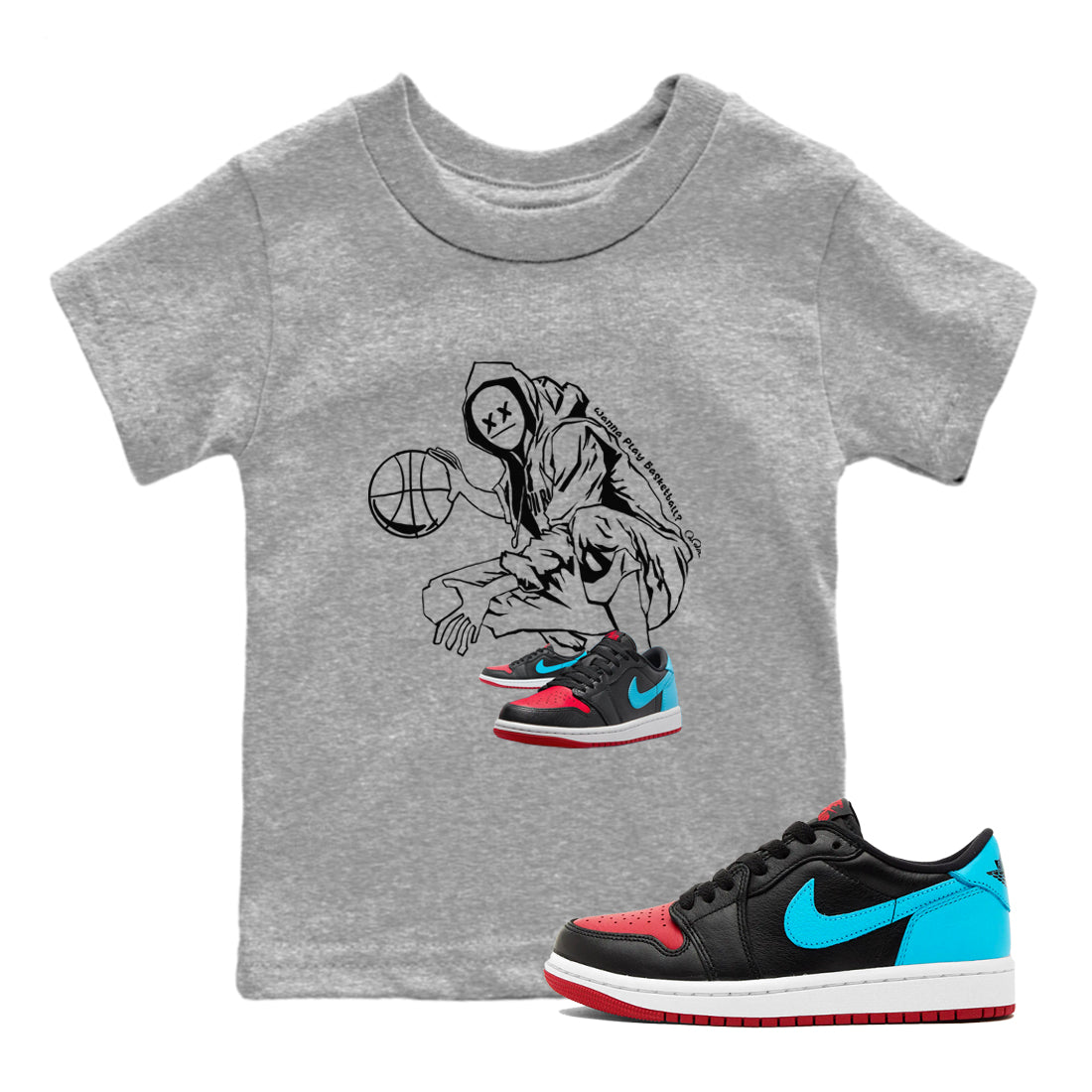 Wanna Play Basketball snkmatch Tee Kids - Air Jordan 1 UNC to Chicago