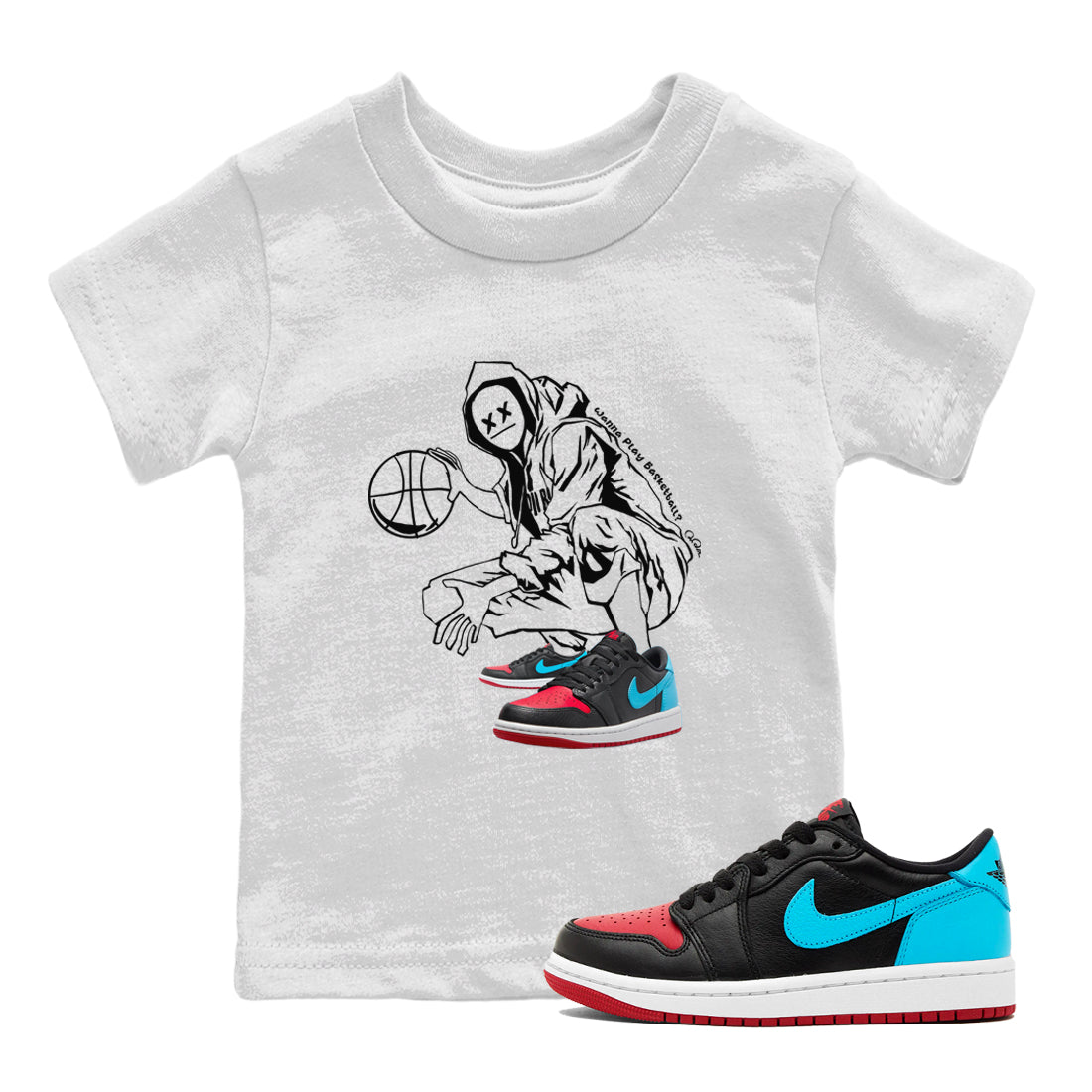 Wanna Play Basketball snkmatch Tee Kids - Air Jordan 1 UNC to Chicago