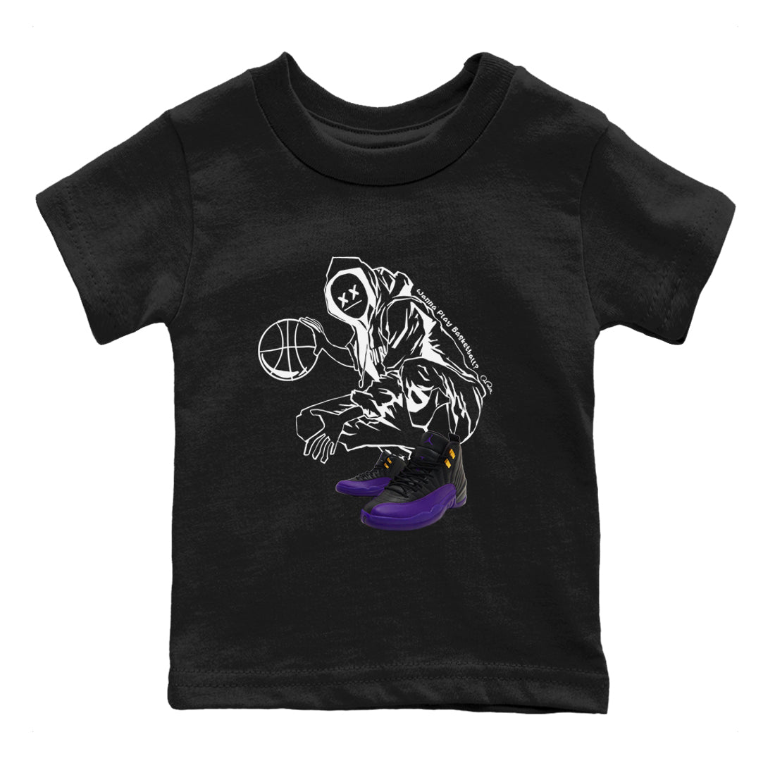 Wanna Play Basketball snkmatch Tee Kids - Air Jordan 12 Field Purple