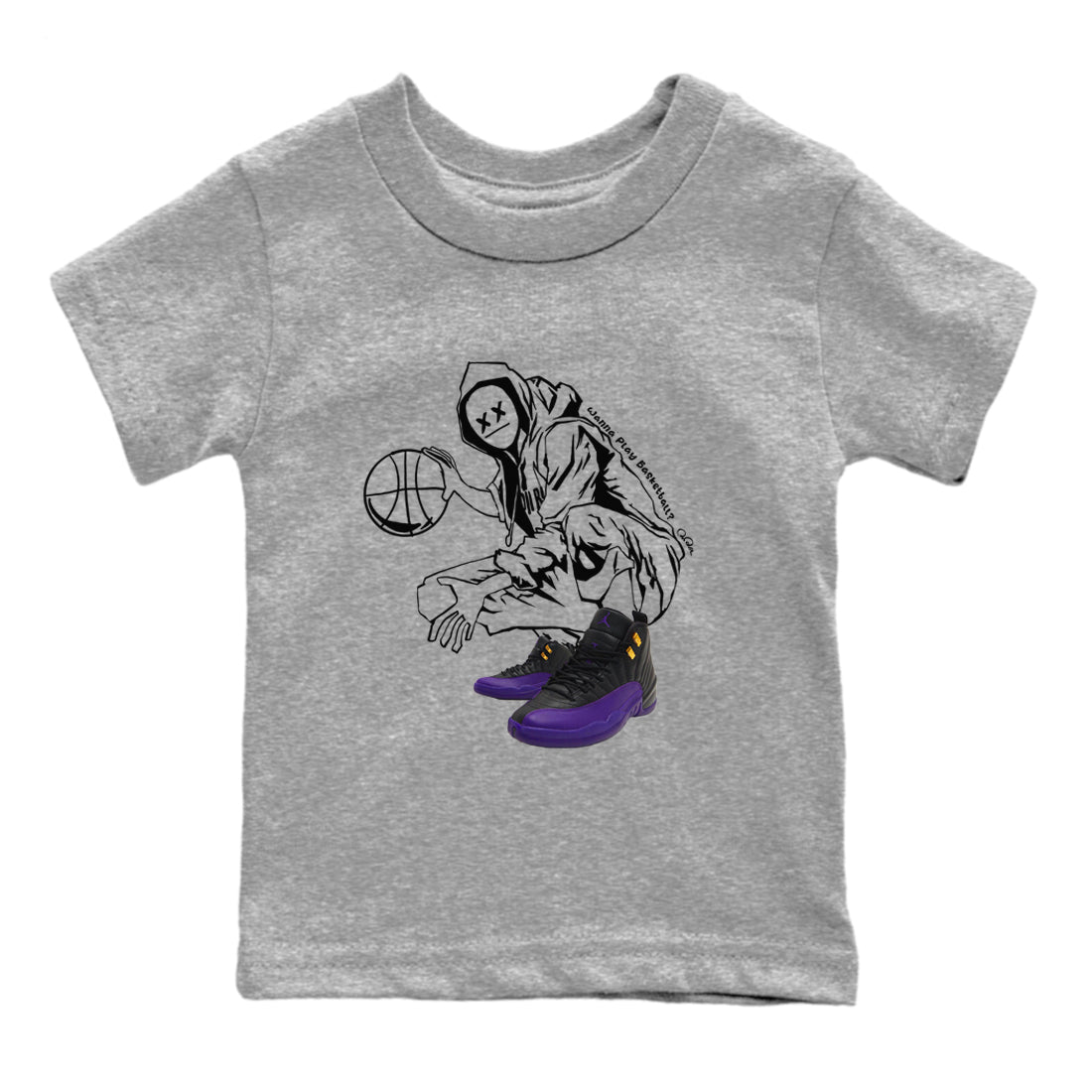 Wanna Play Basketball snkmatch Tee Kids - Air Jordan 12 Field Purple