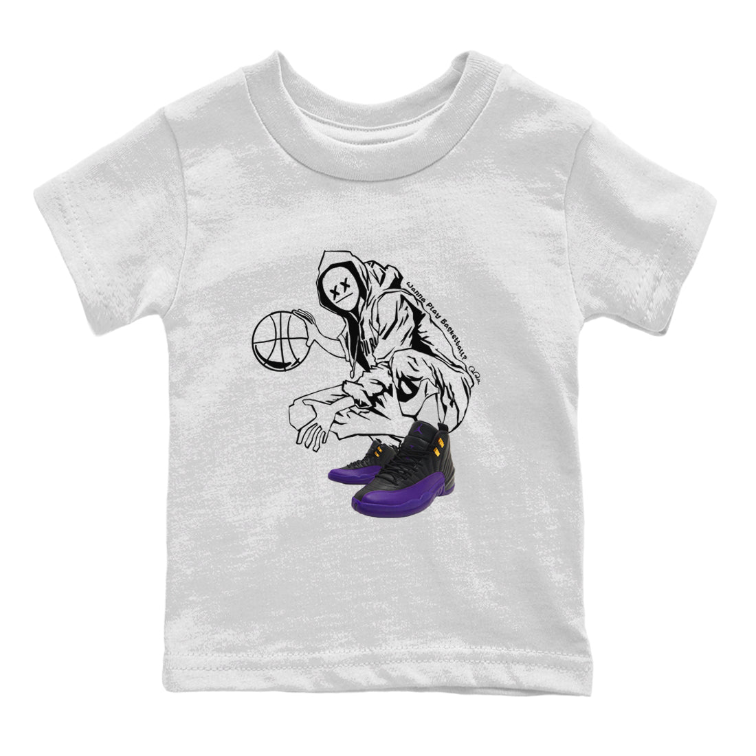 Wanna Play Basketball snkmatch Tee Kids - Air Jordan 12 Field Purple