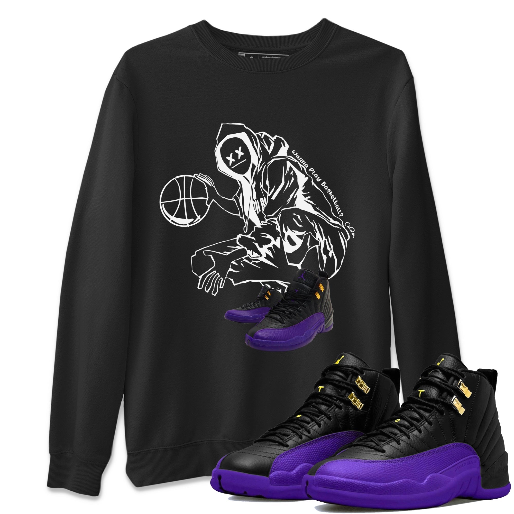 Wanna Play Basketball snkmatch Tee - Air Jordan 12 Field Purple
