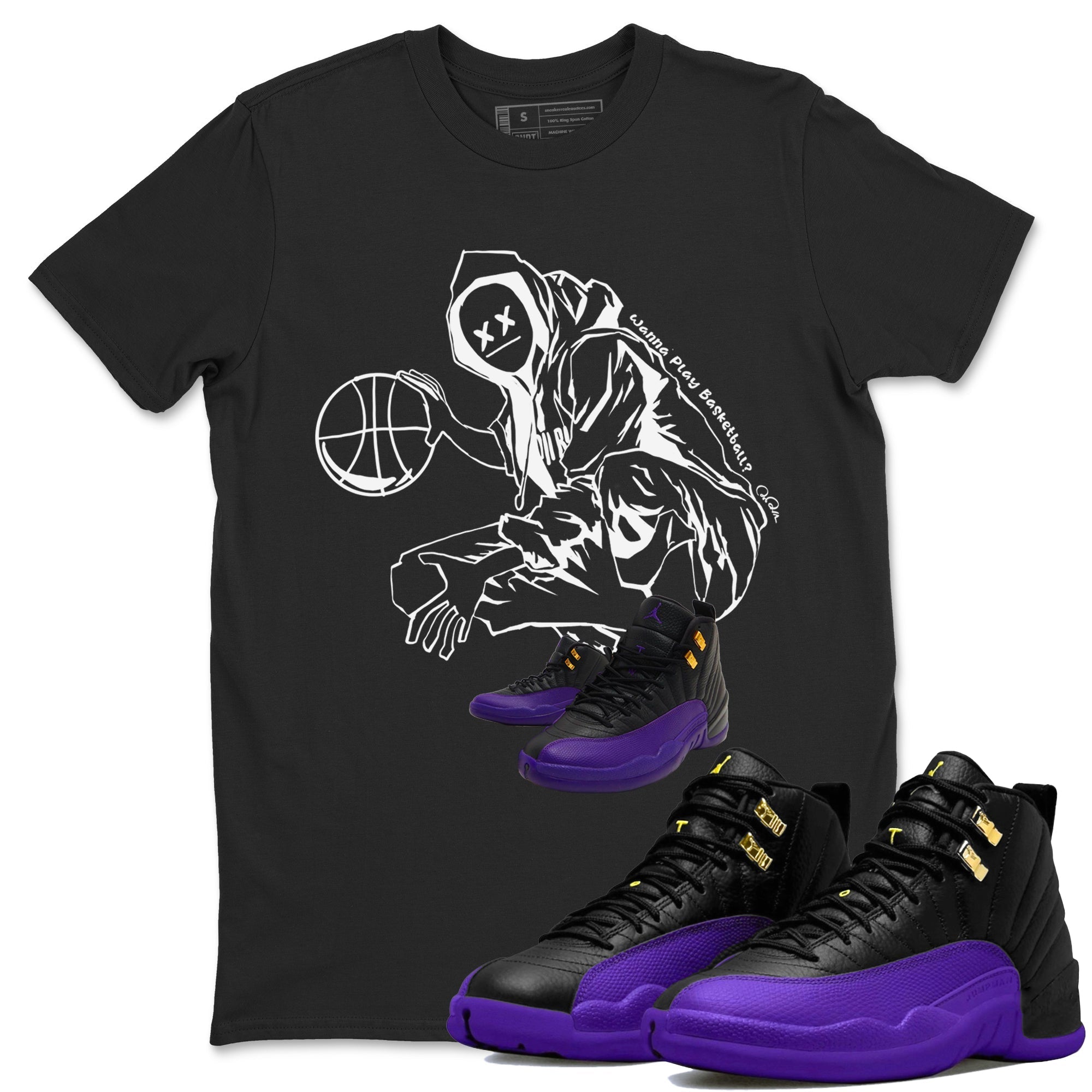 Wanna Play Basketball snkmatch Tee - Air Jordan 12 Field Purple