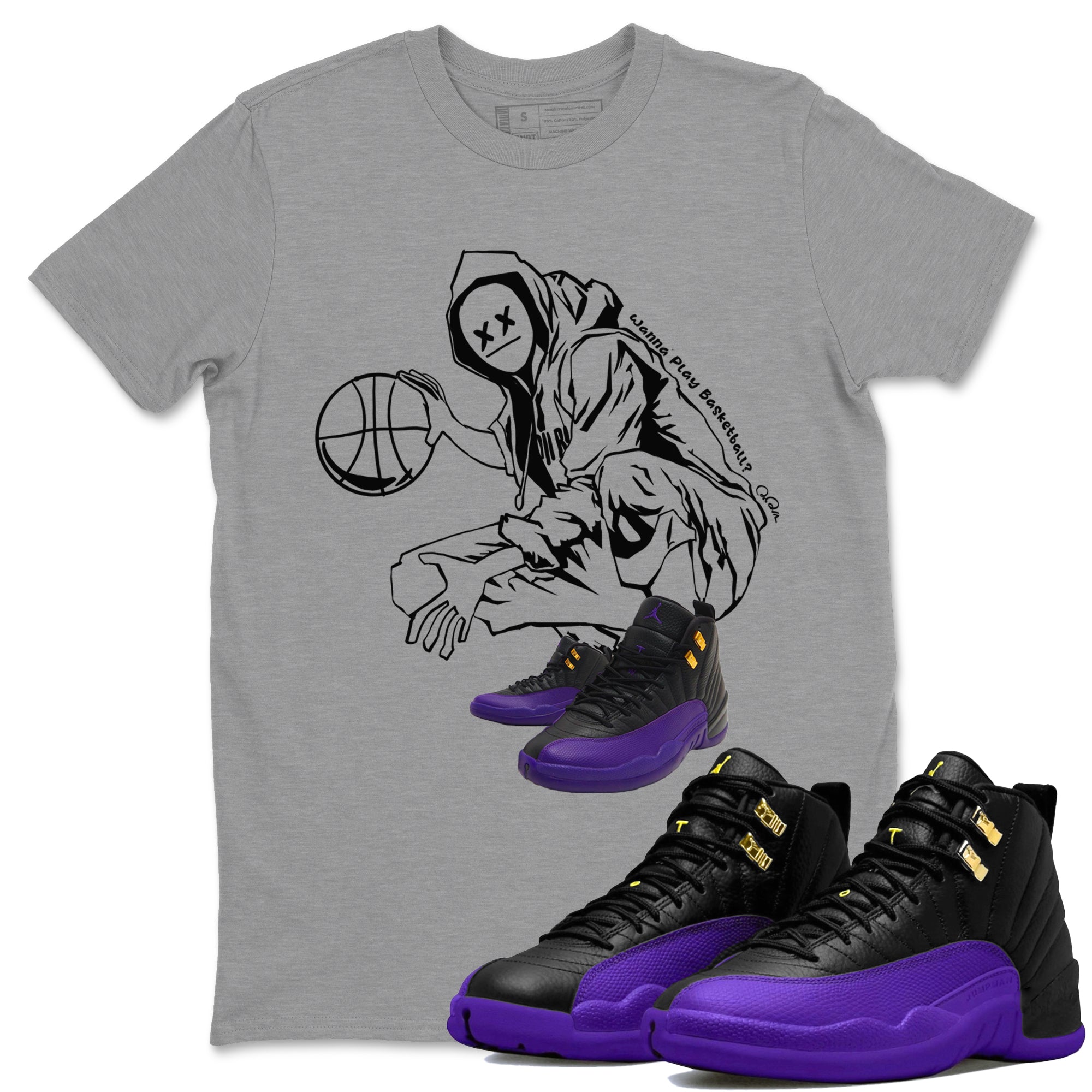Wanna Play Basketball snkmatch Tee - Air Jordan 12 Field Purple