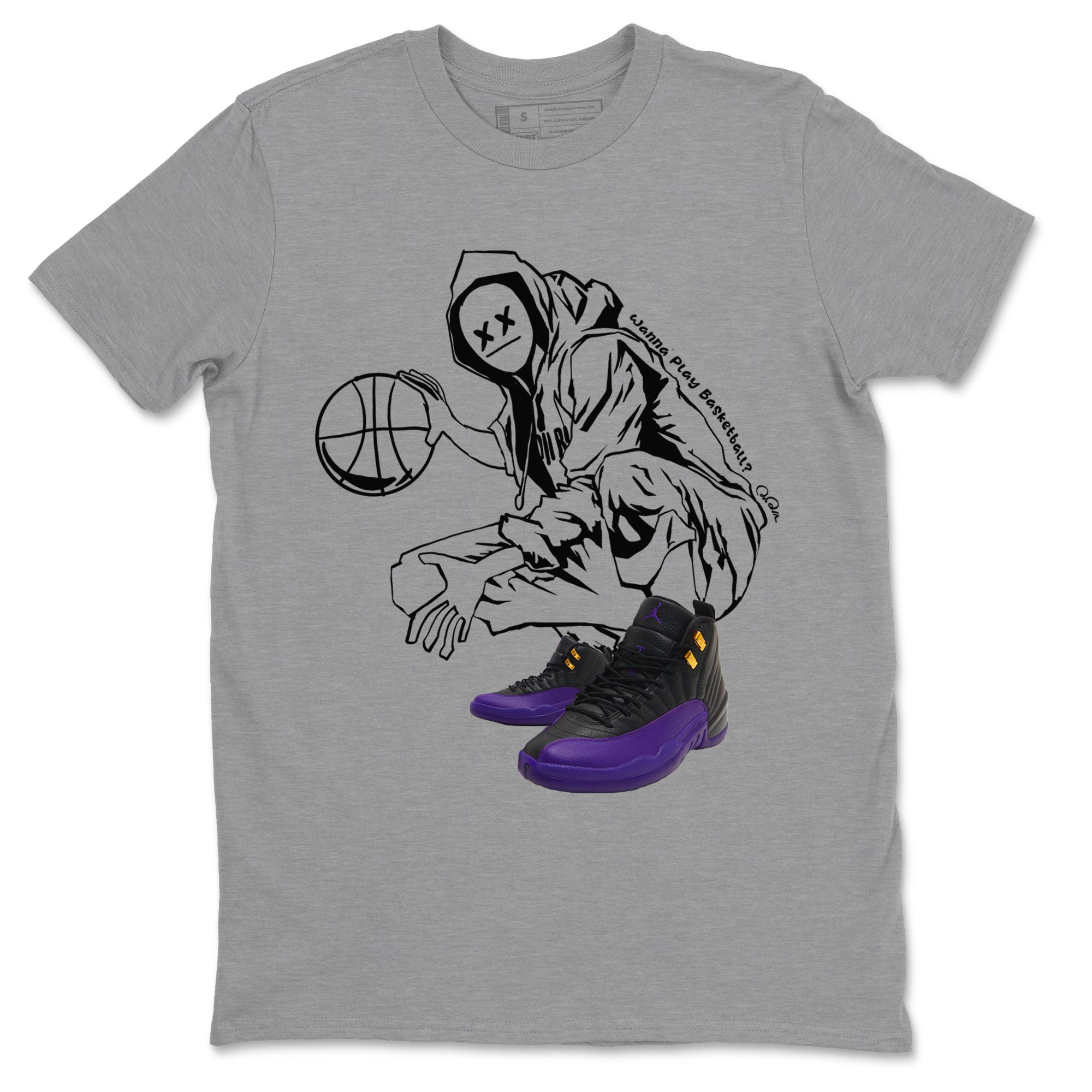 Wanna Play Basketball snkmatch Tee - Air Jordan 12 Field Purple