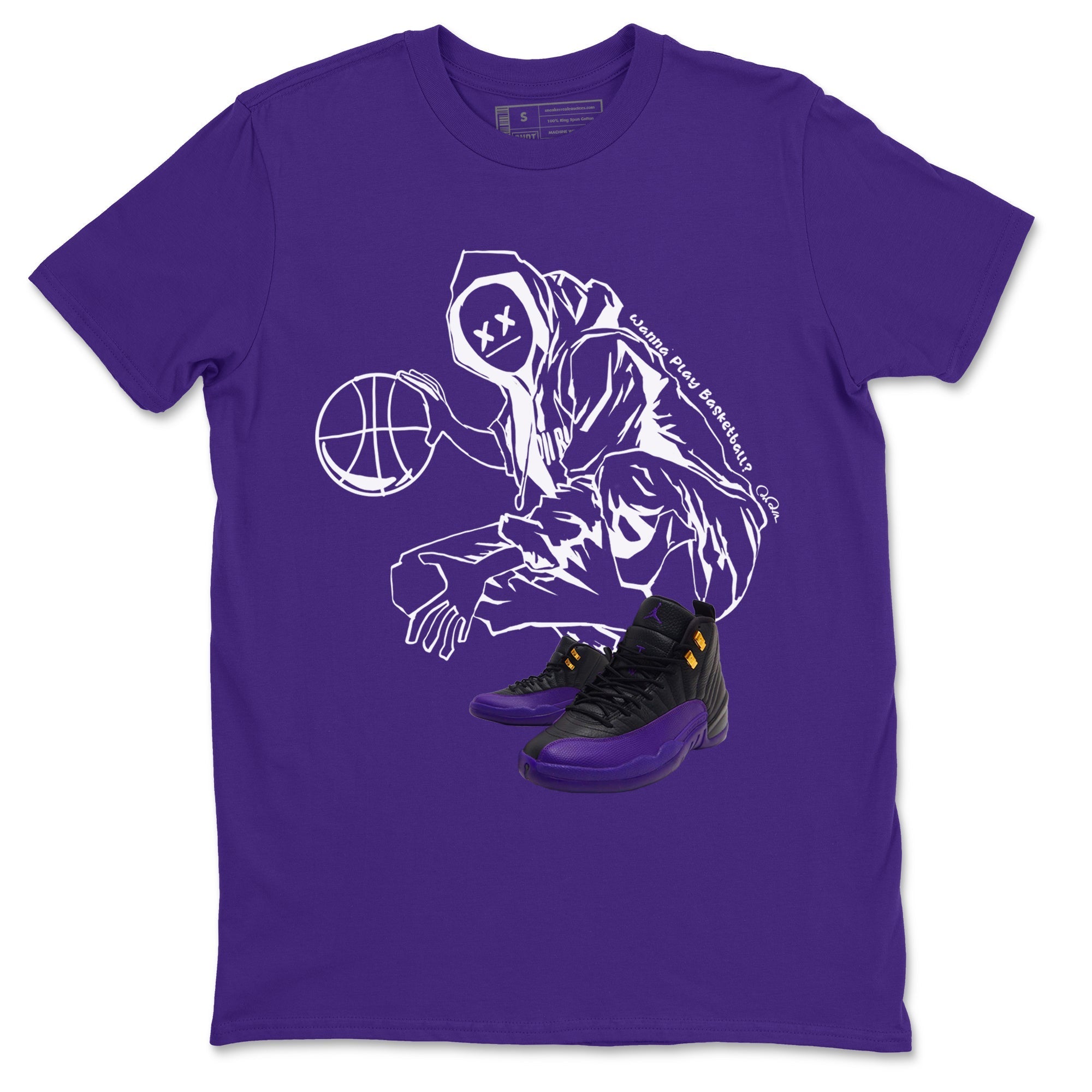 Wanna Play Basketball snkmatch Tee - Air Jordan 12 Field Purple