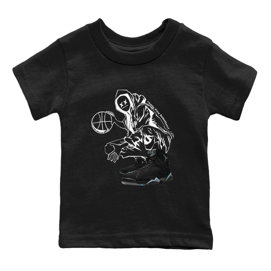 Wanna Play Basketball snkmatch Tee Kids - Air Jordan 7 Chambray