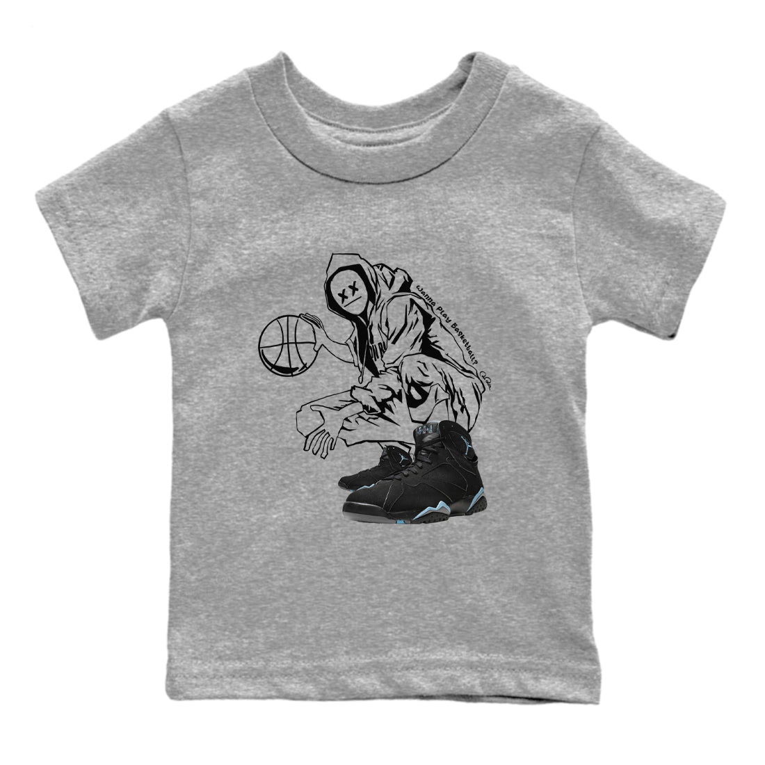 Wanna Play Basketball snkmatch Tee Kids - Air Jordan 7 Chambray