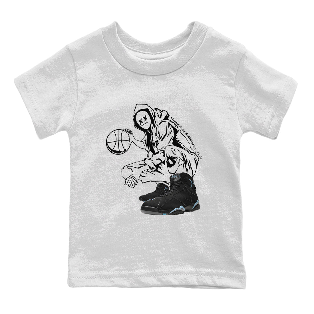 Wanna Play Basketball snkmatch Tee Kids - Air Jordan 7 Chambray